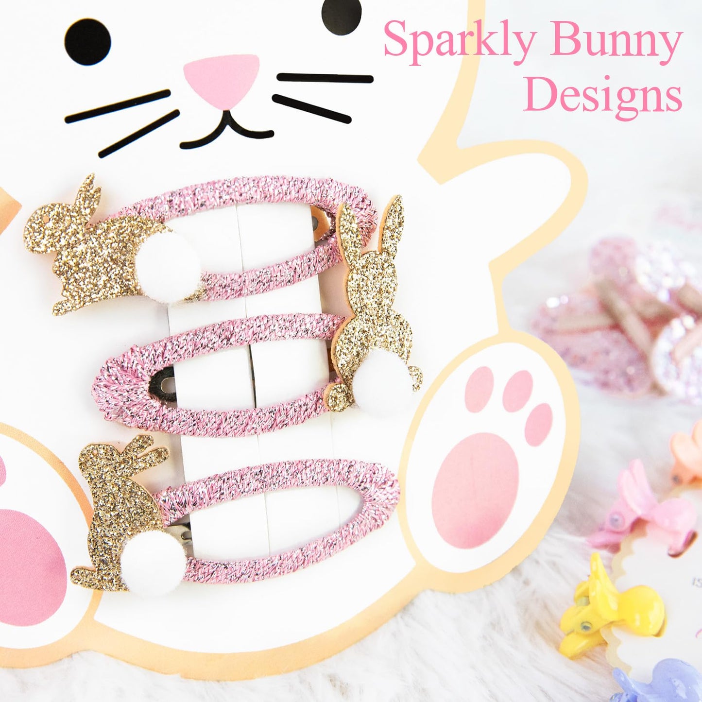 MOREDOTS Easter Basket Stuffers – Hair Accessories Set for Kids | Bunny Headband, Clips, Hair Ties, Sunglasses