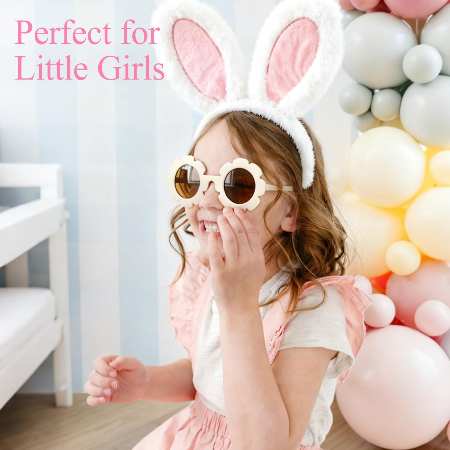 MOREDOTS Easter Basket Stuffers – Hair Accessories Set for Kids | Bunny Headband, Clips, Hair Ties, Sunglasses