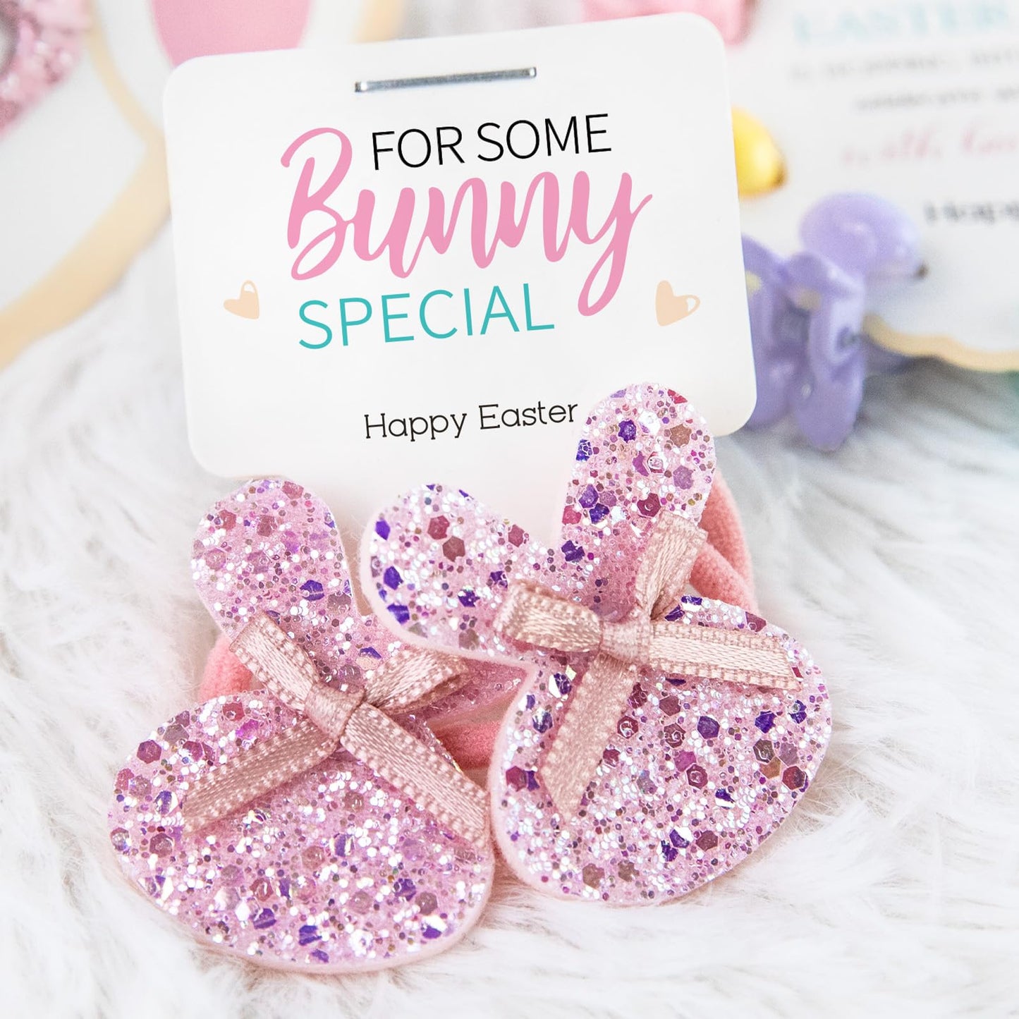 MOREDOTS Easter Basket Stuffers – Hair Accessories Set for Kids | Bunny Headband, Clips, Hair Ties, Sunglasses
