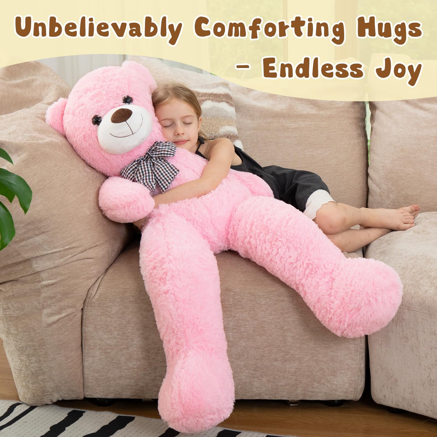 MorisMos Pink Giant Teddy Bear – 4 Feet, 47-Inch Plush Gift for Loved Ones
