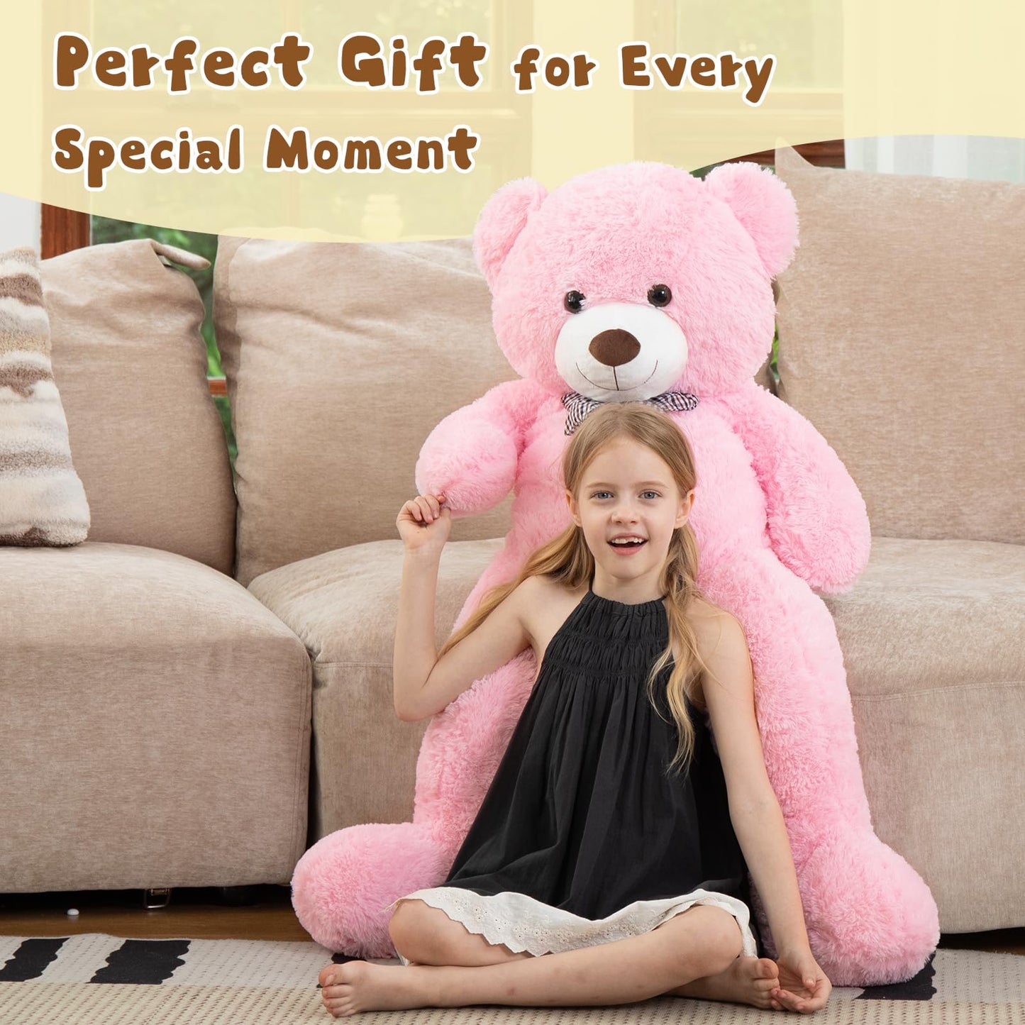 MorisMos Pink Giant Teddy Bear – 4 Feet, 47-Inch Plush Gift for Loved Ones
