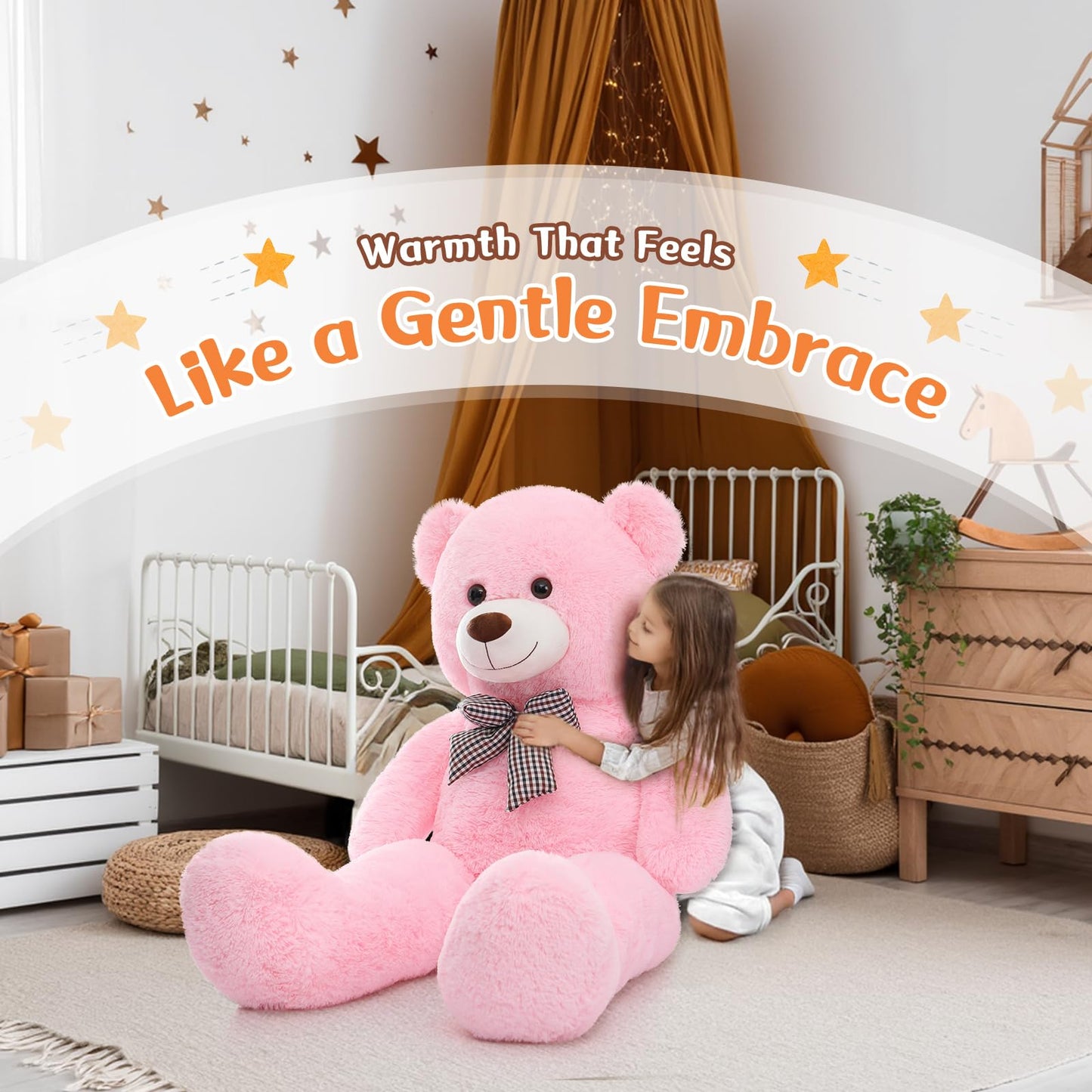 MorisMos Pink Giant Teddy Bear – 4 Feet, 47-Inch Plush Gift for Loved Ones