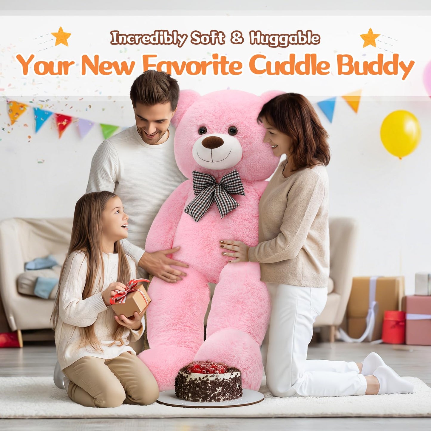 MorisMos Pink Giant Teddy Bear – 4 Feet, 47-Inch Plush Gift for Loved Ones