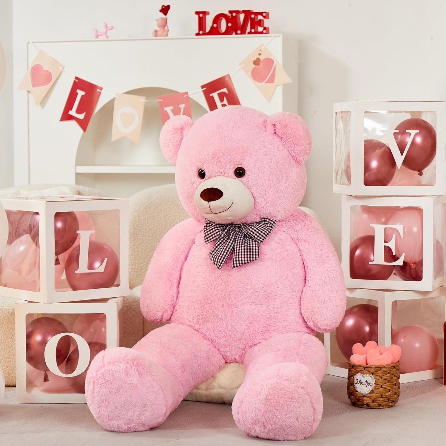 MorisMos Pink Giant Teddy Bear – 4 Feet, 47-Inch Plush Gift for Loved Ones