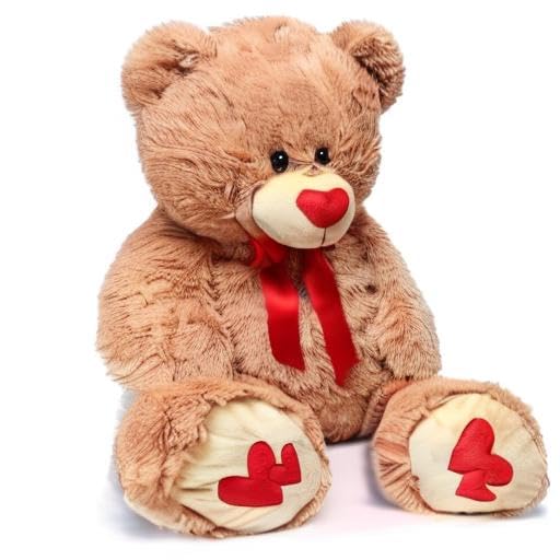 MorisMos Love Heart Giant Teddy Bear 36-Inch Brown Plush with Bow Tie