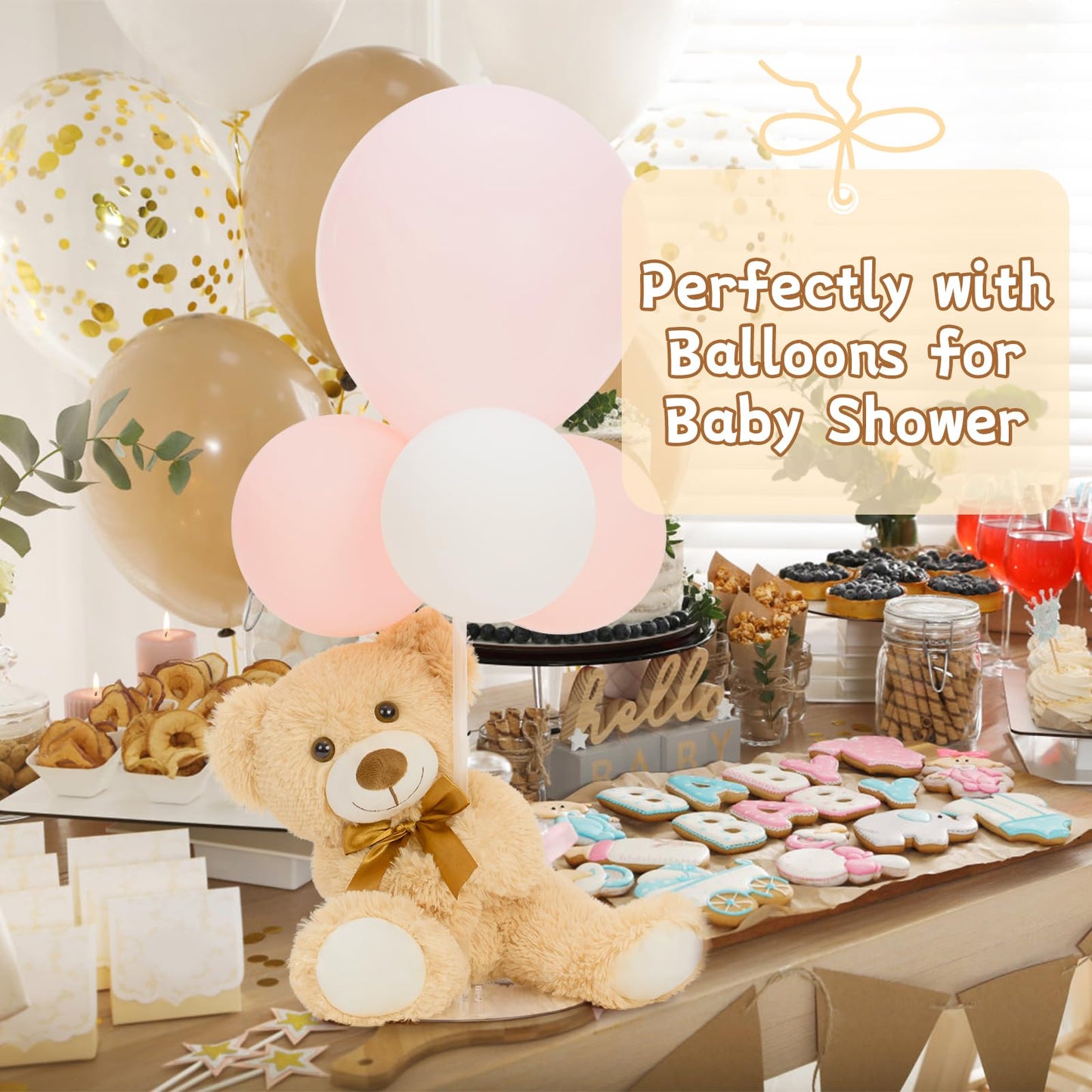 MorisMos 3Pcs Teddy Bears Bulk – 14in Plush Centerpiece for Baby Showers