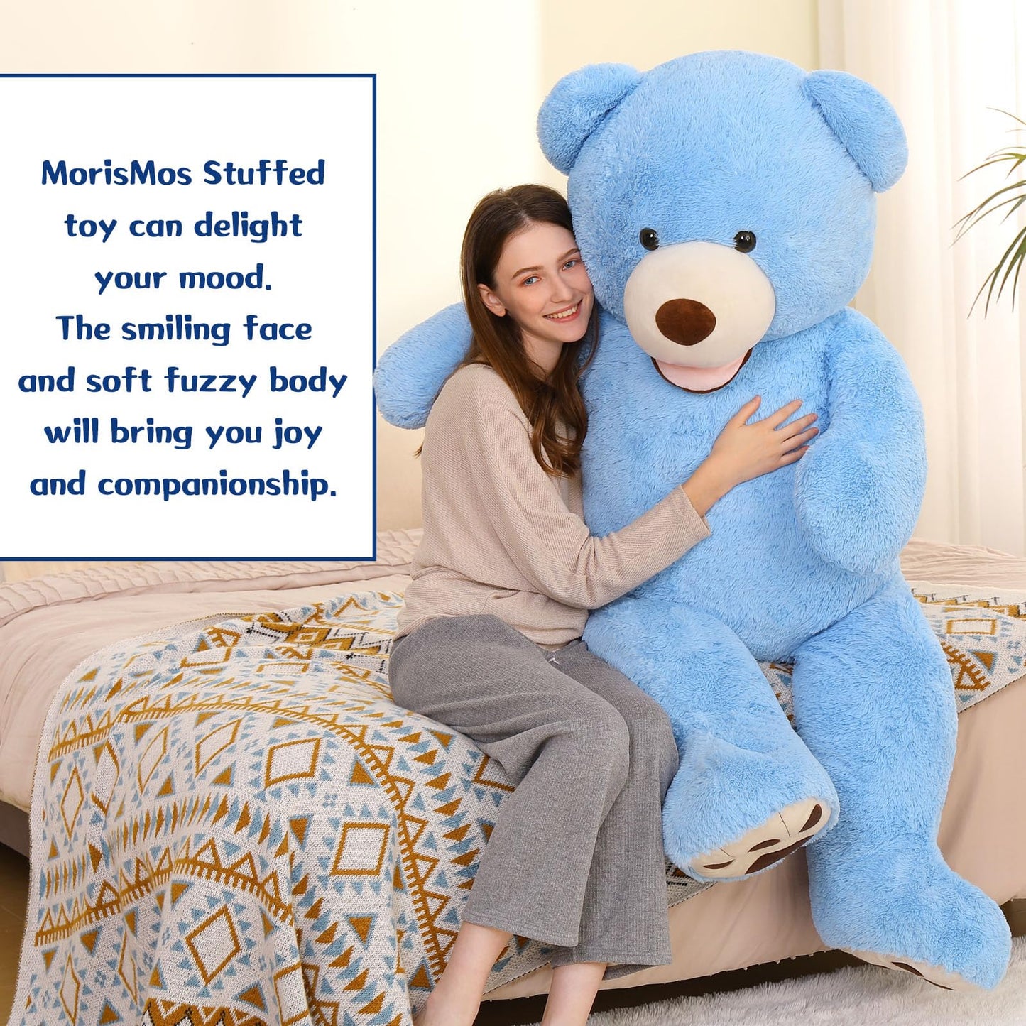 MorisMos 5ft Giant Teddy Bear Plush – Life-Size Blue Teddy Bear Gift for Boyfriend, Valentines, Anniversary, Birthday