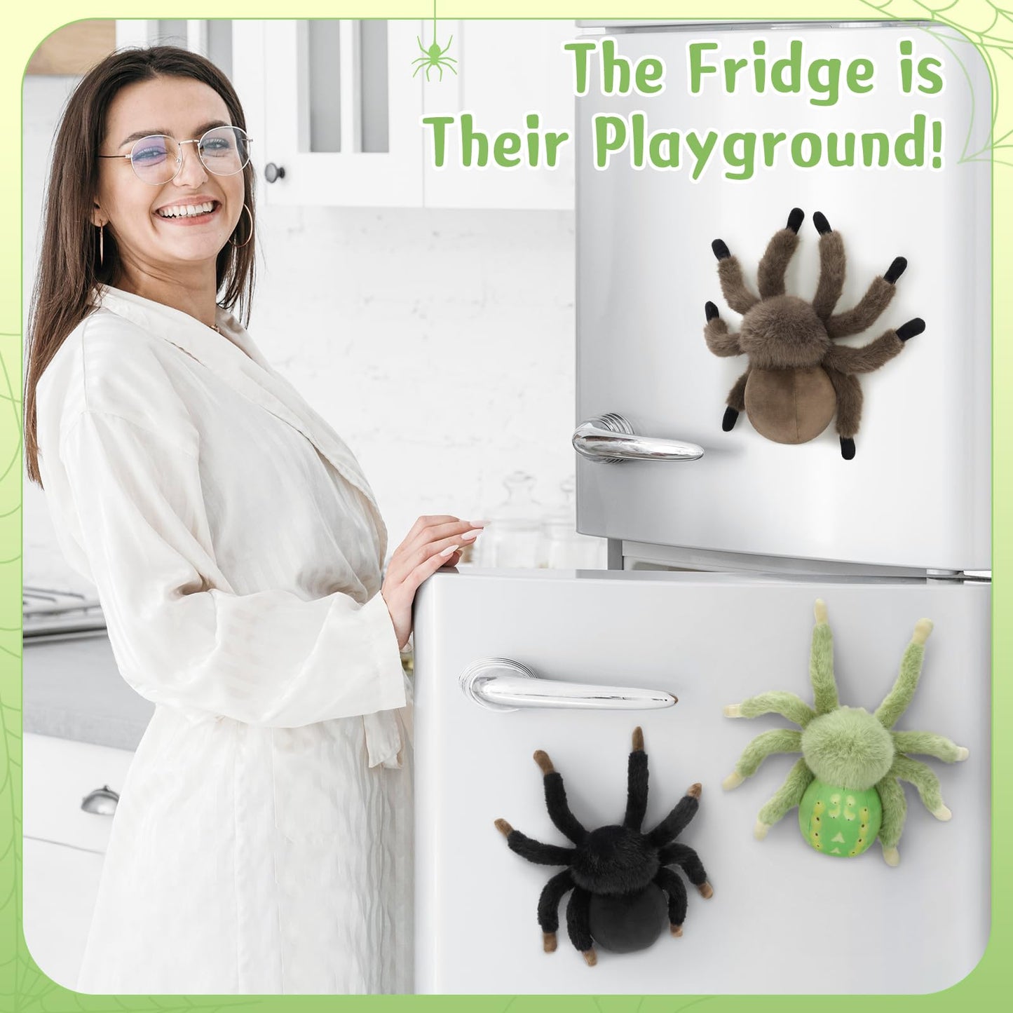 MorisMos 3 Pack Magnetic Spider Plush — 8-Inch Cute Spider Stuffed Animals for Kids, Decor & Gift
