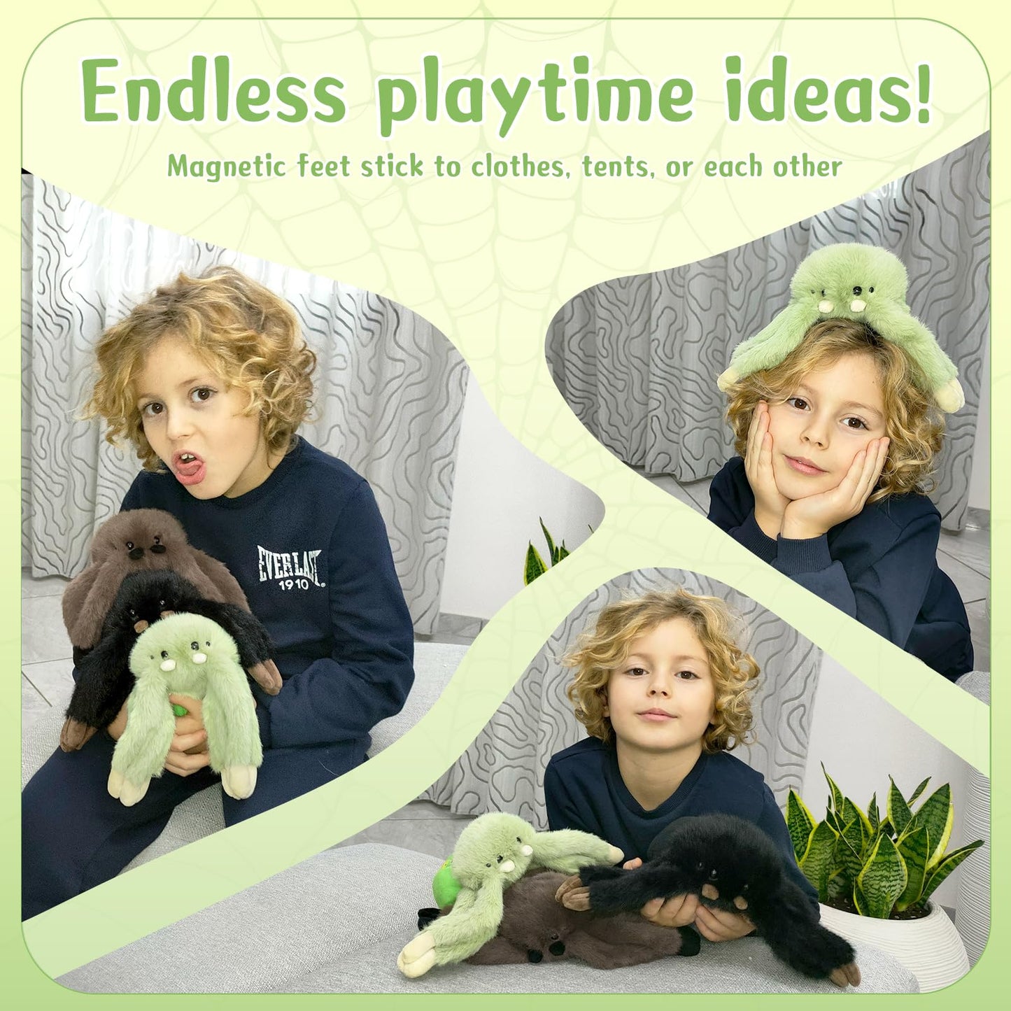 MorisMos 3 Pack Magnetic Spider Plush — 8-Inch Cute Spider Stuffed Animals for Kids, Decor & Gift