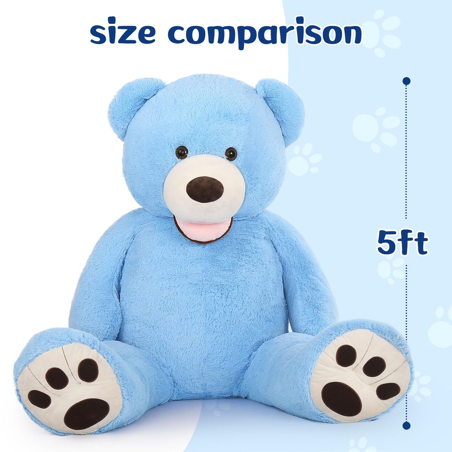 MorisMos 5ft Giant Teddy Bear Plush – Life-Size Blue Teddy Bear Gift for Boyfriend, Valentines, Anniversary, Birthday