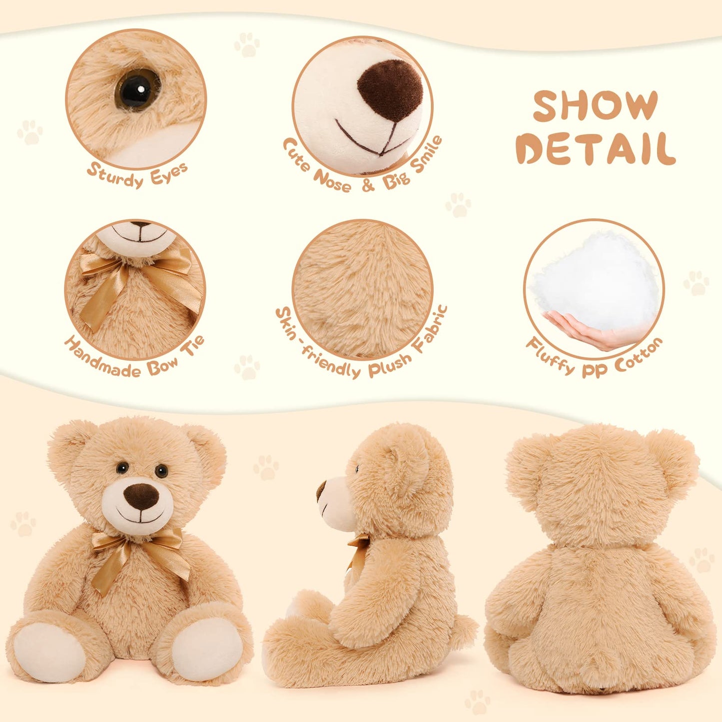 MorisMos 14-Inch Bulk Teddy Bears – 7-Pack Rainbow Plush Toys for Kids, Decor & Gifts