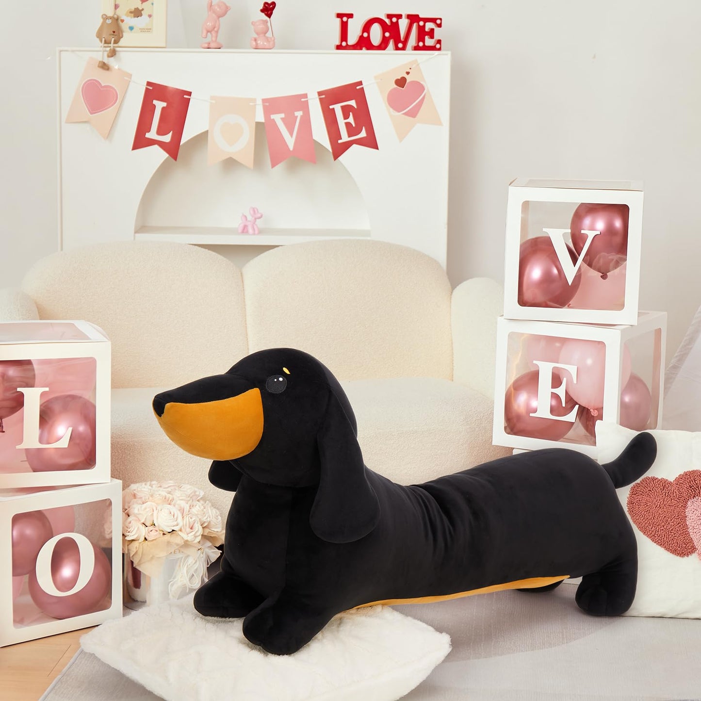 MorisMos Dachshund Plush 4ft - Realistic Black Weiner Dog Body Pillow