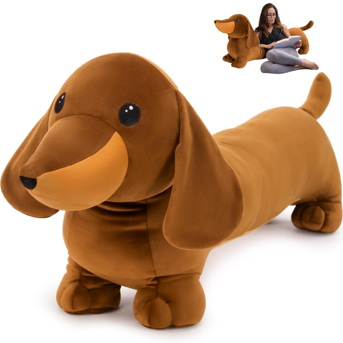 MorisMos Giant Dachshund Plush 4ft – Realistic Weiner Dog Body Pillow