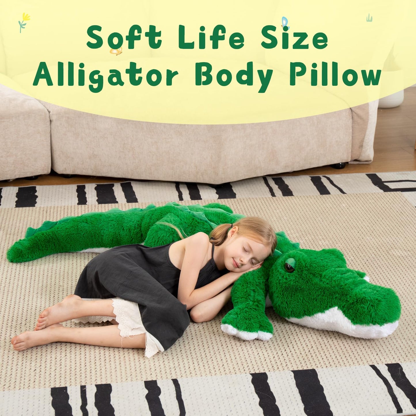 MorisMos Giant Alligator Plush 67-Inch – Ultra-Soft Jumbo Stuffed Animal