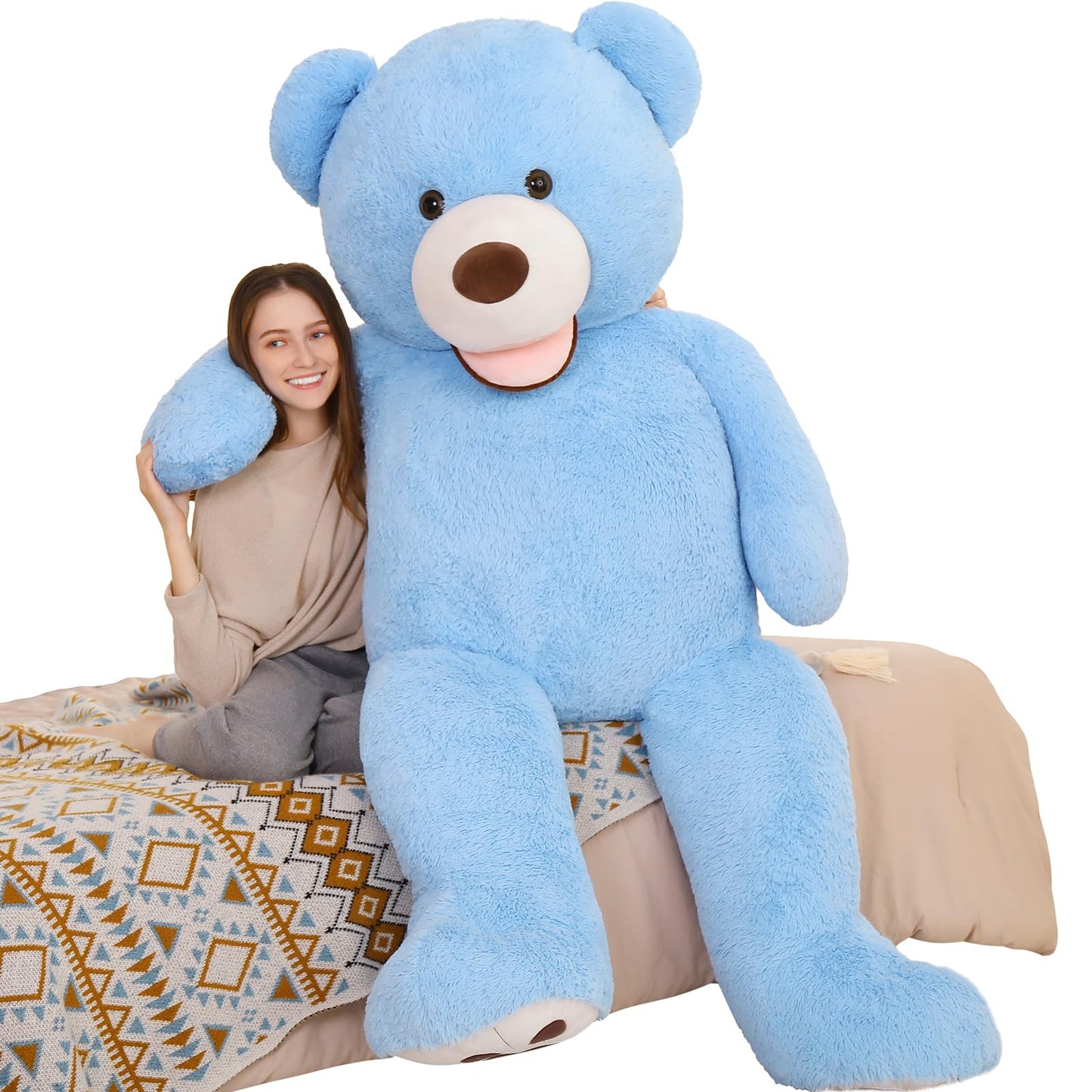 MorisMos 5ft Giant Teddy Bear Plush – Life-Size Blue Teddy Bear Gift for Boyfriend, Valentines, Anniversary, Birthday