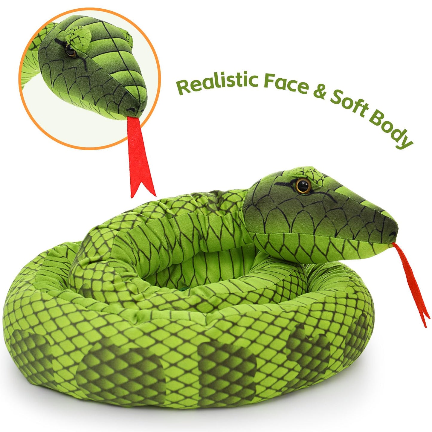 MorisMos Giant Snake Plush with Babies – 80in Realistic Boa Constrictor