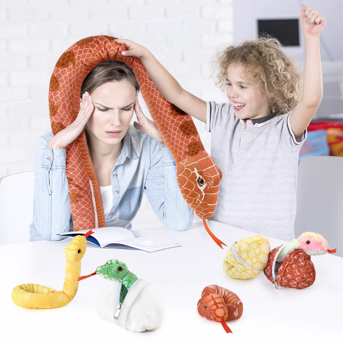 MorisMos Giant Snake Plush with Babies – 120in Realistic Boa Constrictor for Kids