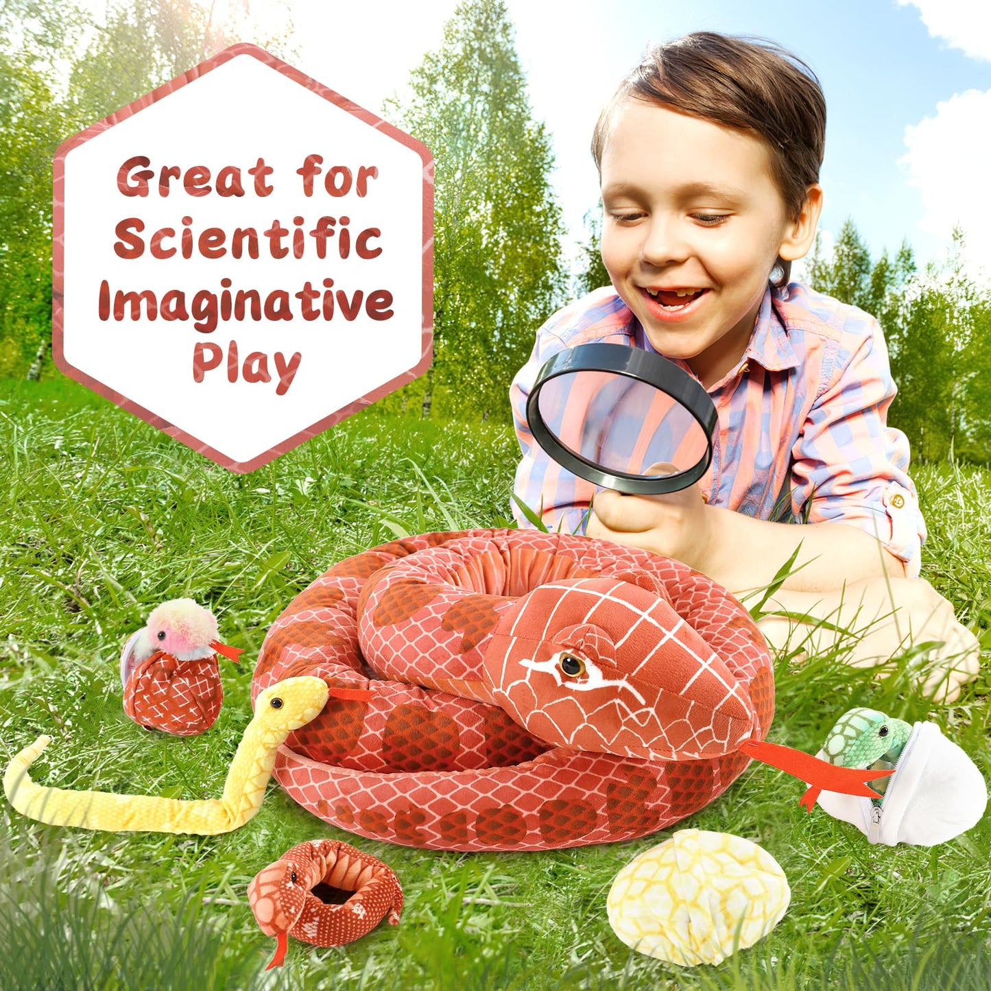 MorisMos Giant Snake Plush with Babies – 120in Realistic Boa Constrictor for Kids