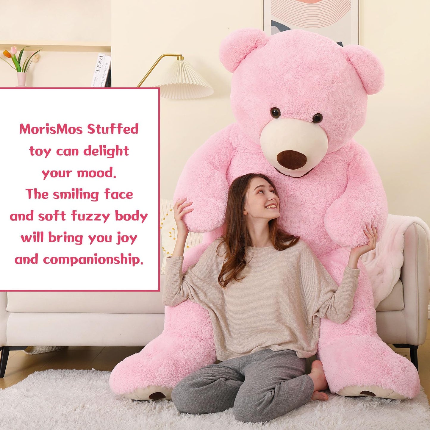 MorisMos Giant 6ft Pink Teddy Bear – Life-Size Plush Hug Gift