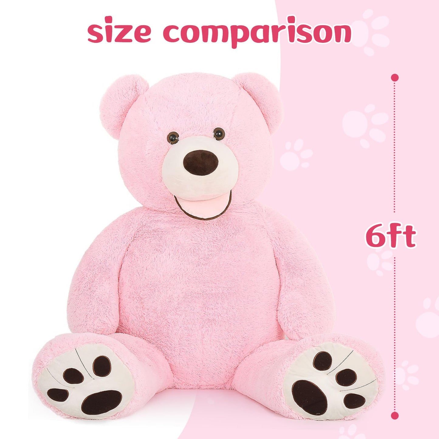 MorisMos Giant 6ft Pink Teddy Bear – Life-Size Plush Hug Gift