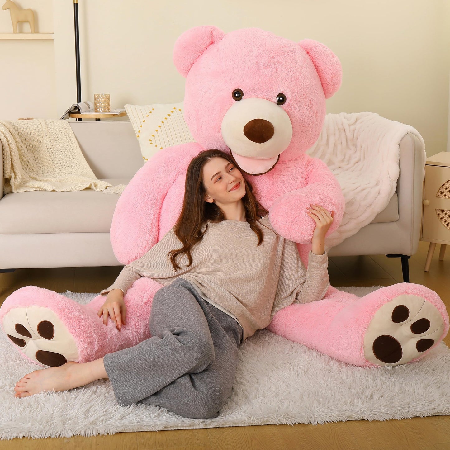 MorisMos Giant 6ft Pink Teddy Bear – Life-Size Plush Hug Gift
