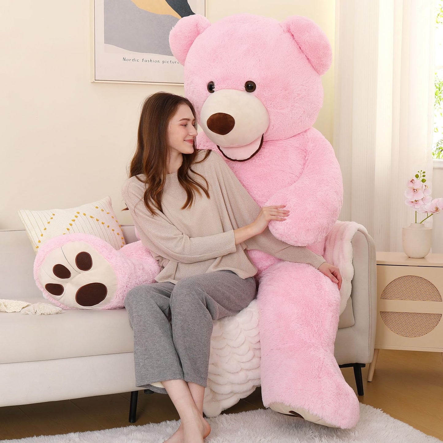 MorisMos Giant 6ft Pink Teddy Bear – Life-Size Plush Hug Gift