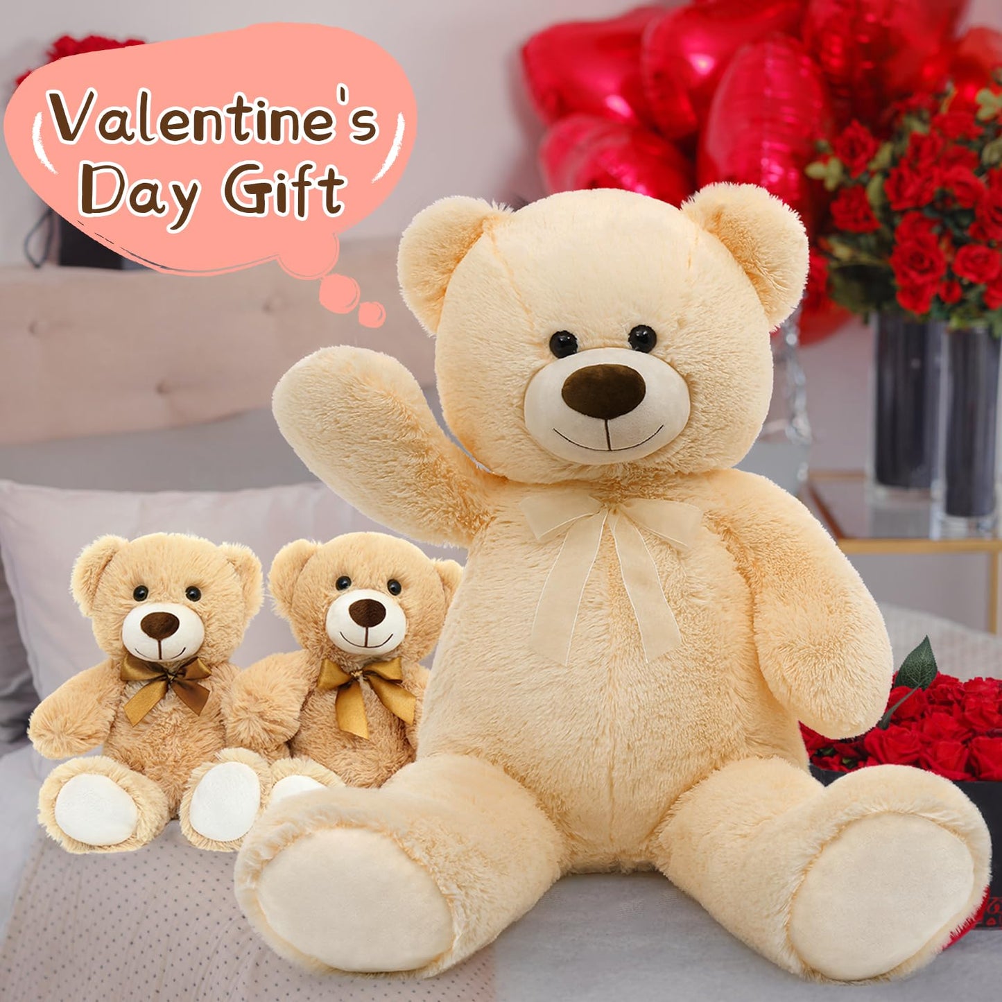 MorisMos Giant Teddy Bears with Babies - 36in Mommy Bear + 2 Baby Bears Plush