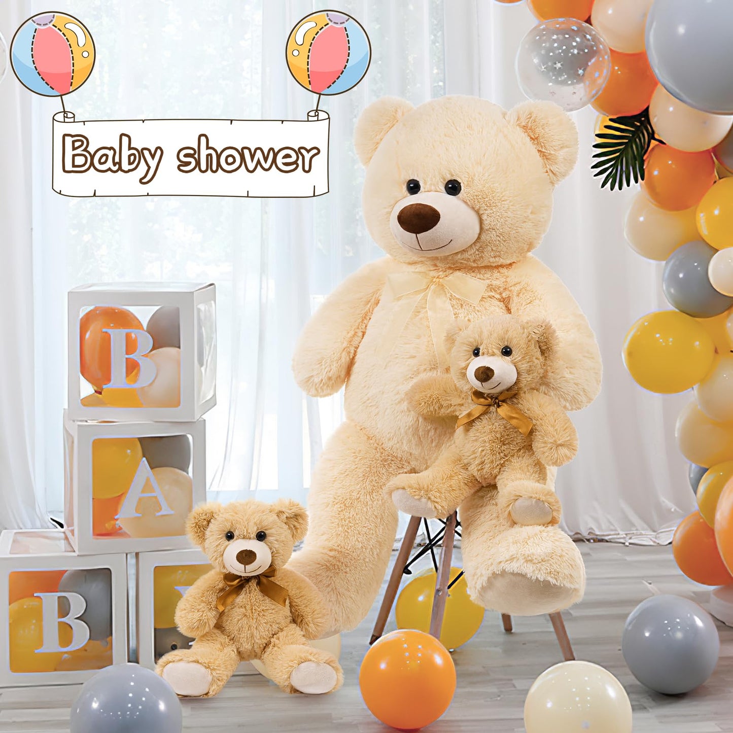 MorisMos Giant Teddy Bears with Babies - 36in Mommy Bear + 2 Baby Bears Plush