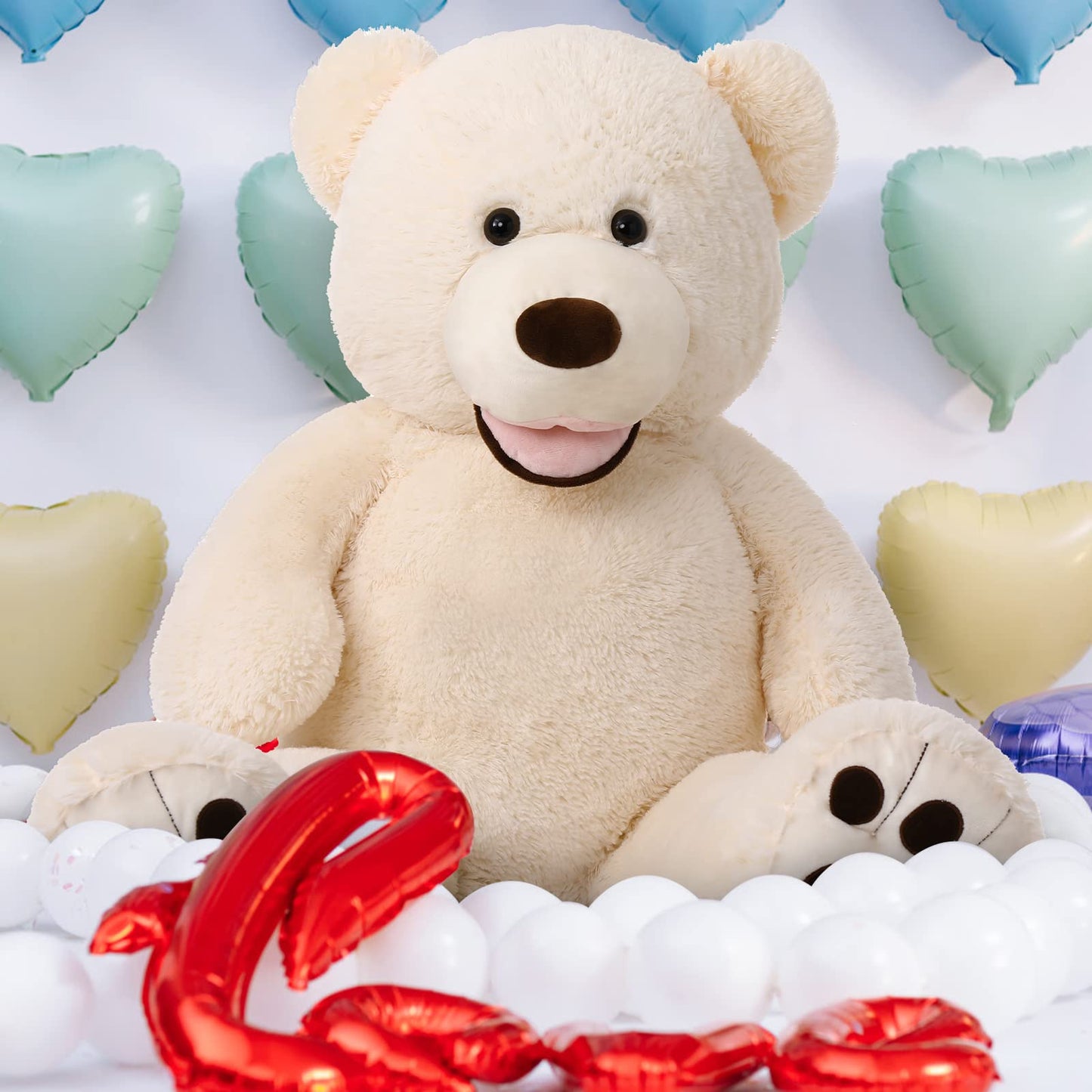 MorisMos Giant Teddy Bear 39in Beige – Ultra-Soft Plush for Cuddles