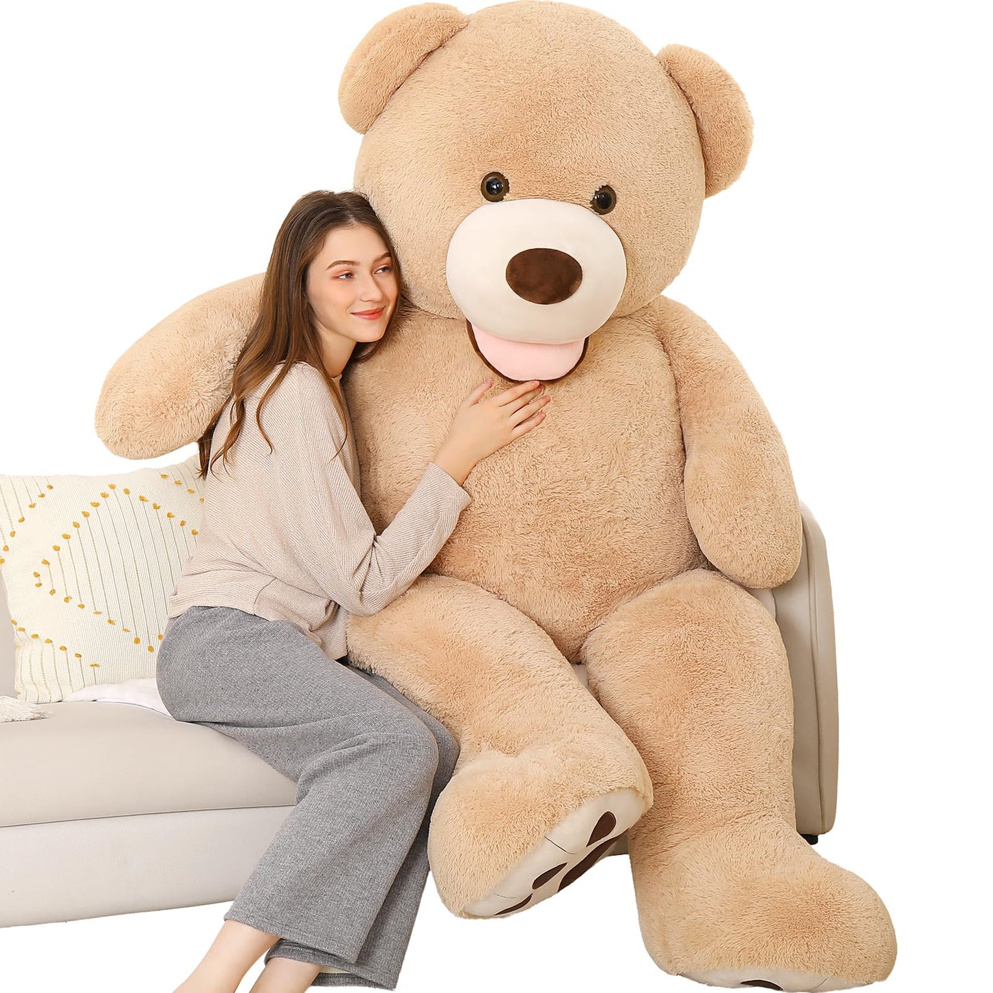 MorisMos Giant Teddy Bear 5ft – Life-Size Brown Plush for Lovers | 5 Foot Gift