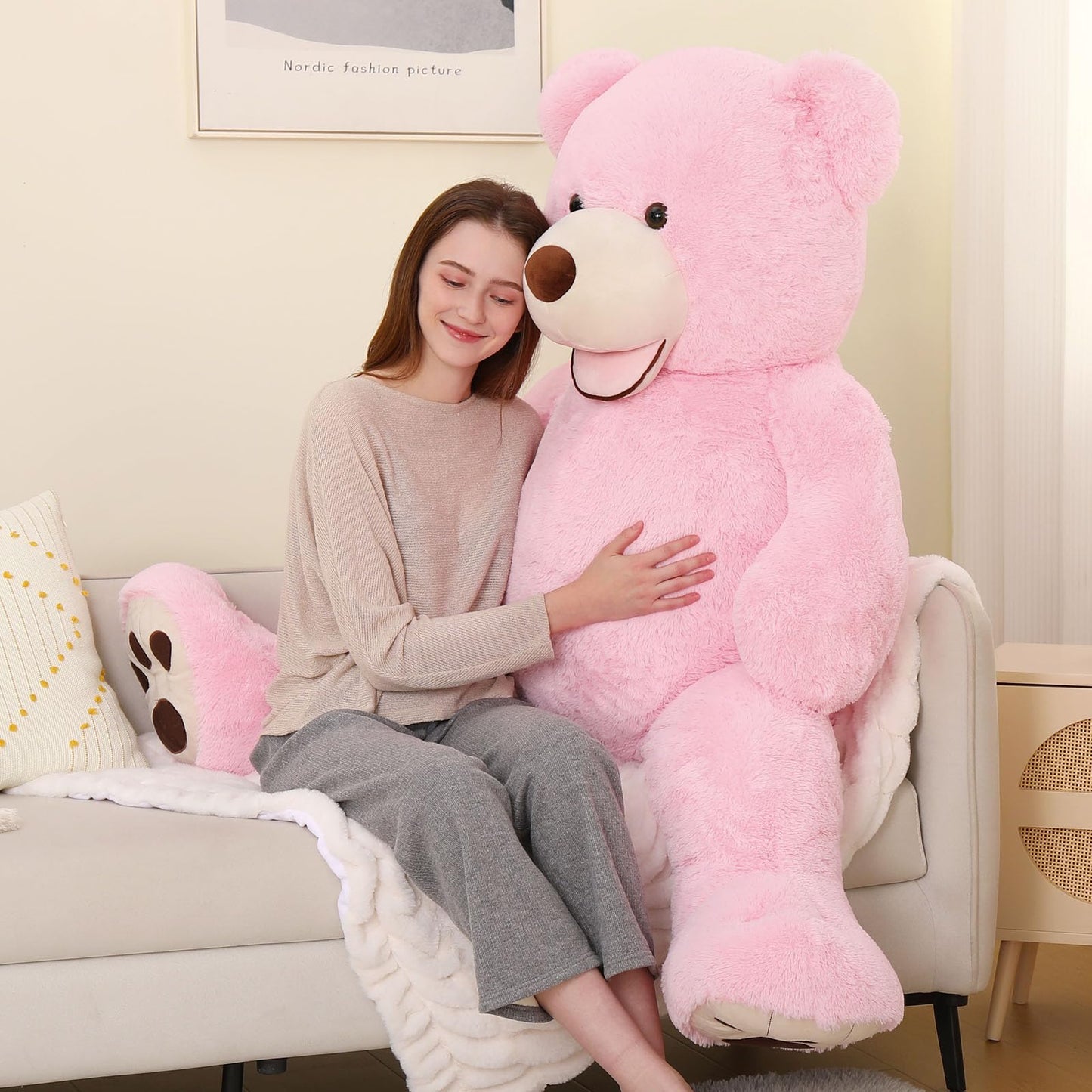 MorisMos Giant 5ft Pink Teddy Bear – Life-Size Plush Gift for Girlfriend, Wife, or Lover