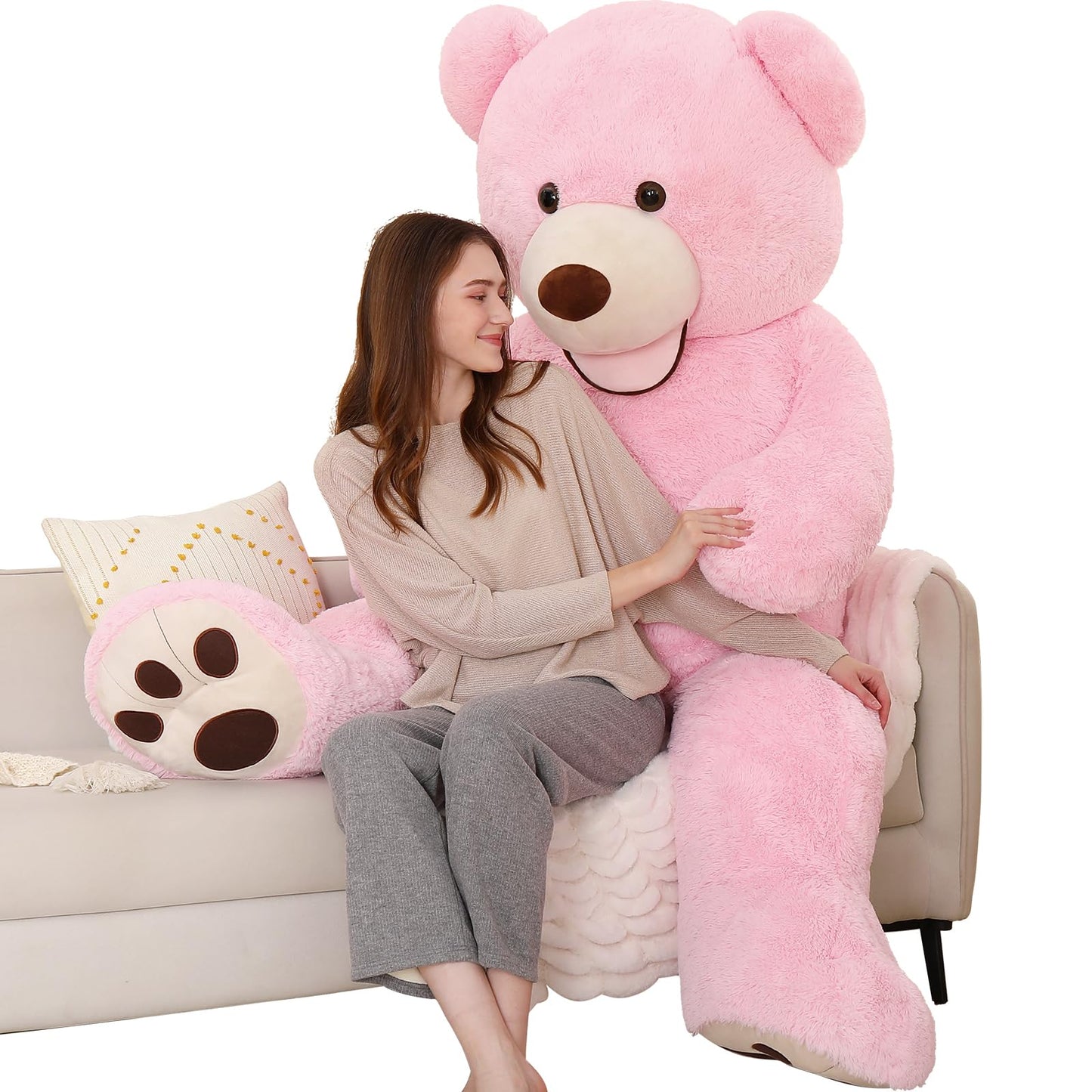 MorisMos Giant 5ft Pink Teddy Bear – Life-Size Plush Gift for Girlfriend, Wife, or Lover