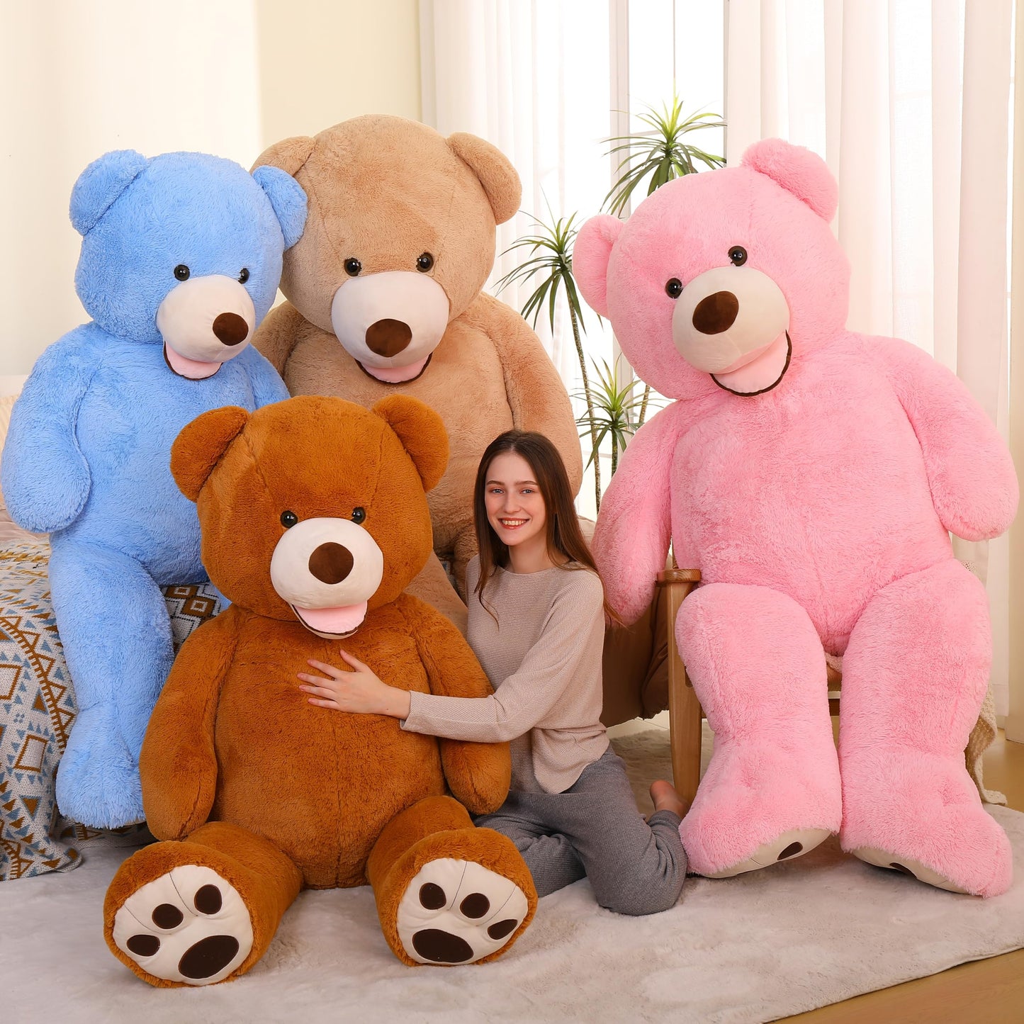 MorisMos Giant 5ft Pink Teddy Bear – Life-Size Plush Gift for Girlfriend, Wife, or Lover
