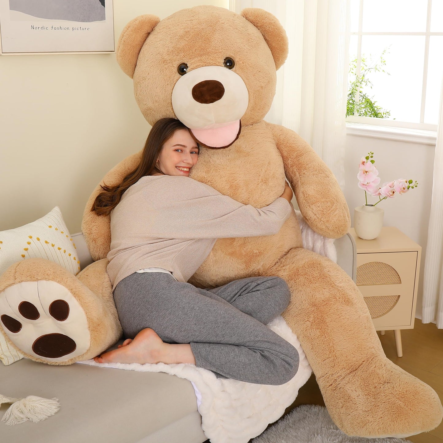 MorisMos Giant 6ft Teddy Bear – Life-Size Brown Plush Gift for Valentines, Anniversary & Birthday