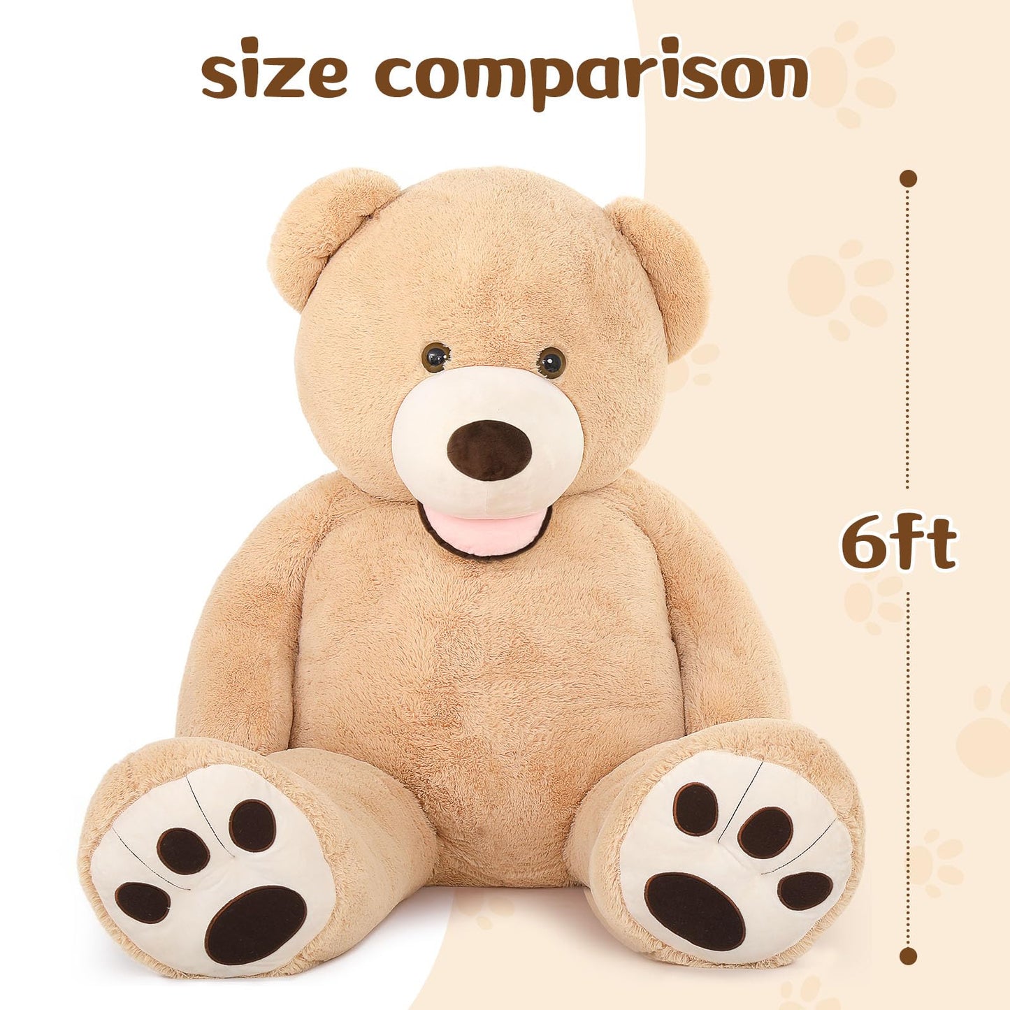 MorisMos Giant 6ft Teddy Bear – Life-Size Brown Plush Gift for Valentines, Anniversary & Birthday