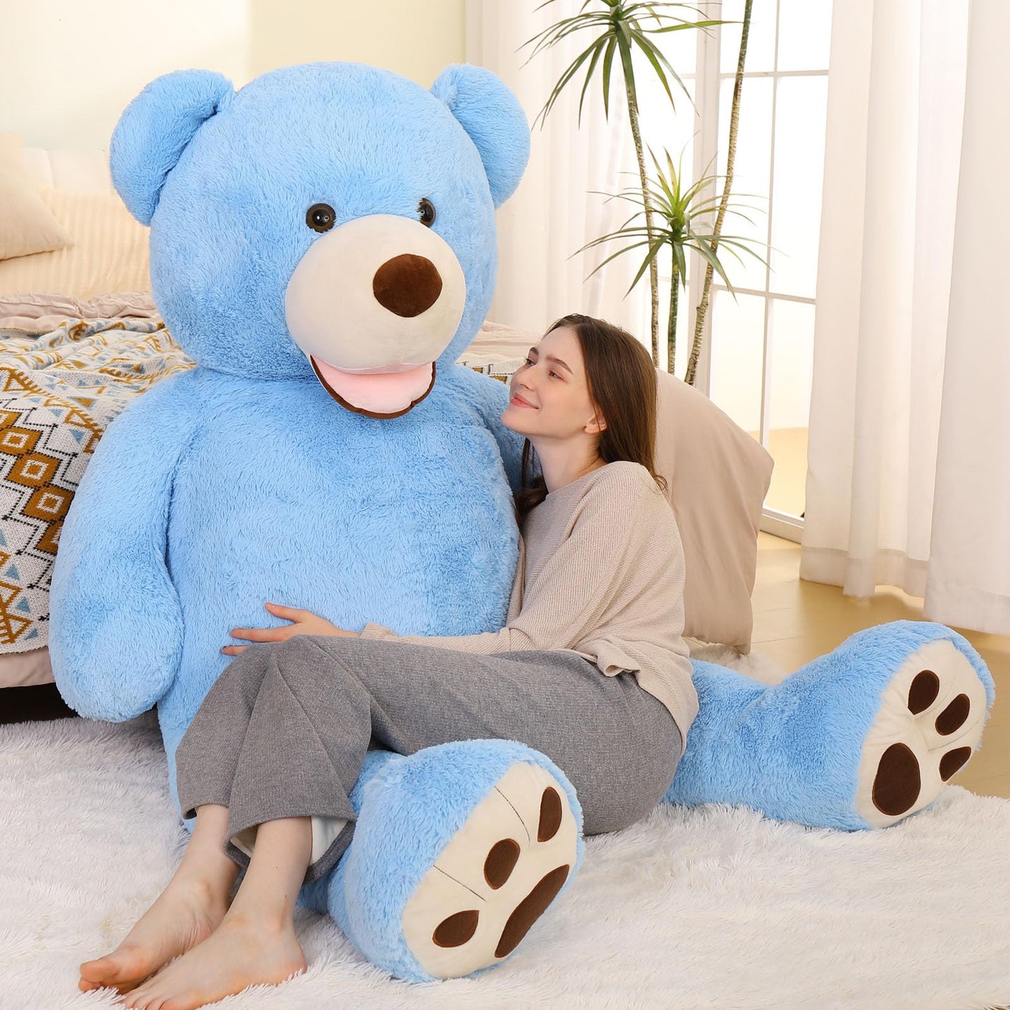MorisMos 6ft Giant Teddy Bear Plush – Life-Size Blue Bear Gift for Valentines, Anniversary & Birthday
