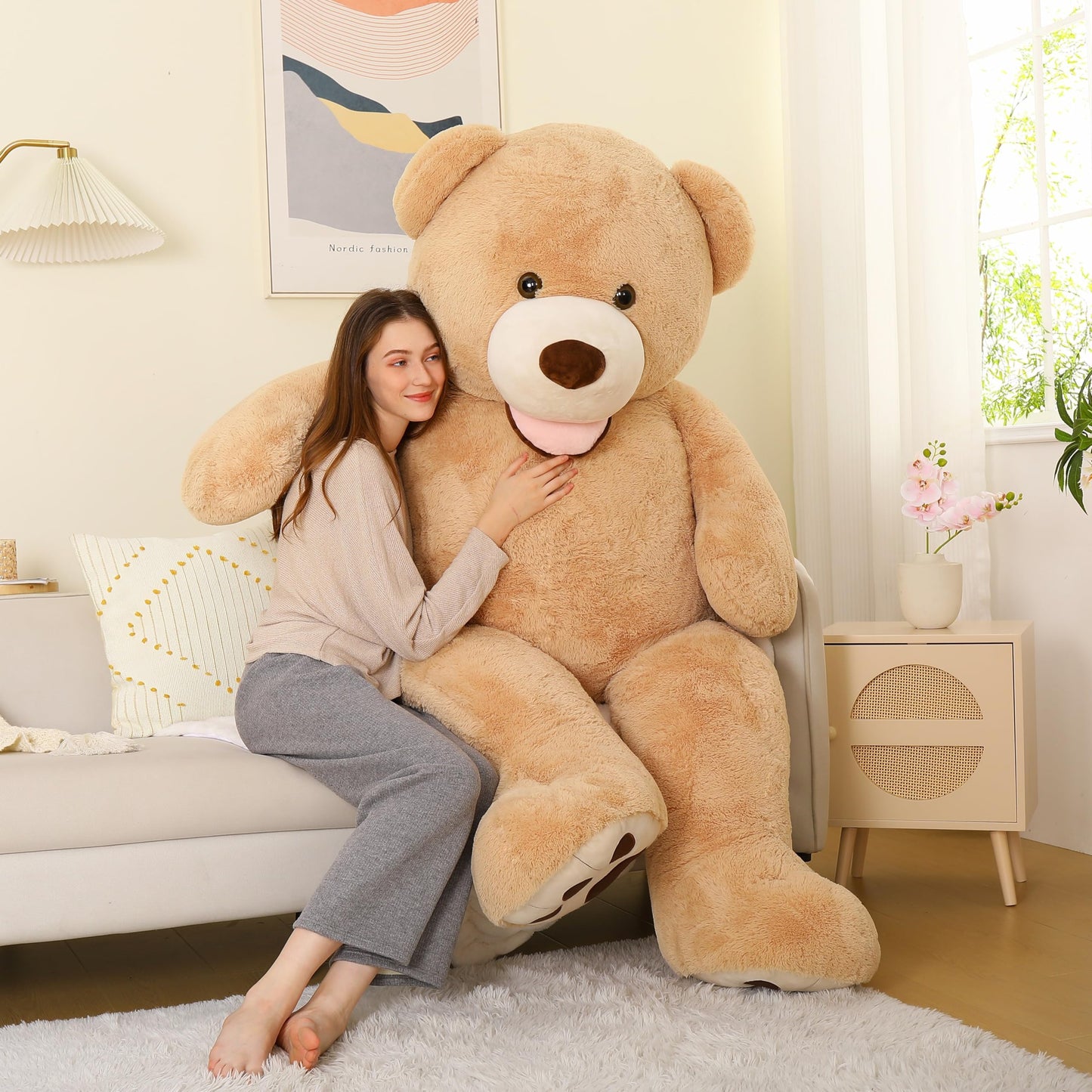 MorisMos Giant 6ft Teddy Bear – Life-Size Brown Plush Gift for Valentines, Anniversary & Birthday