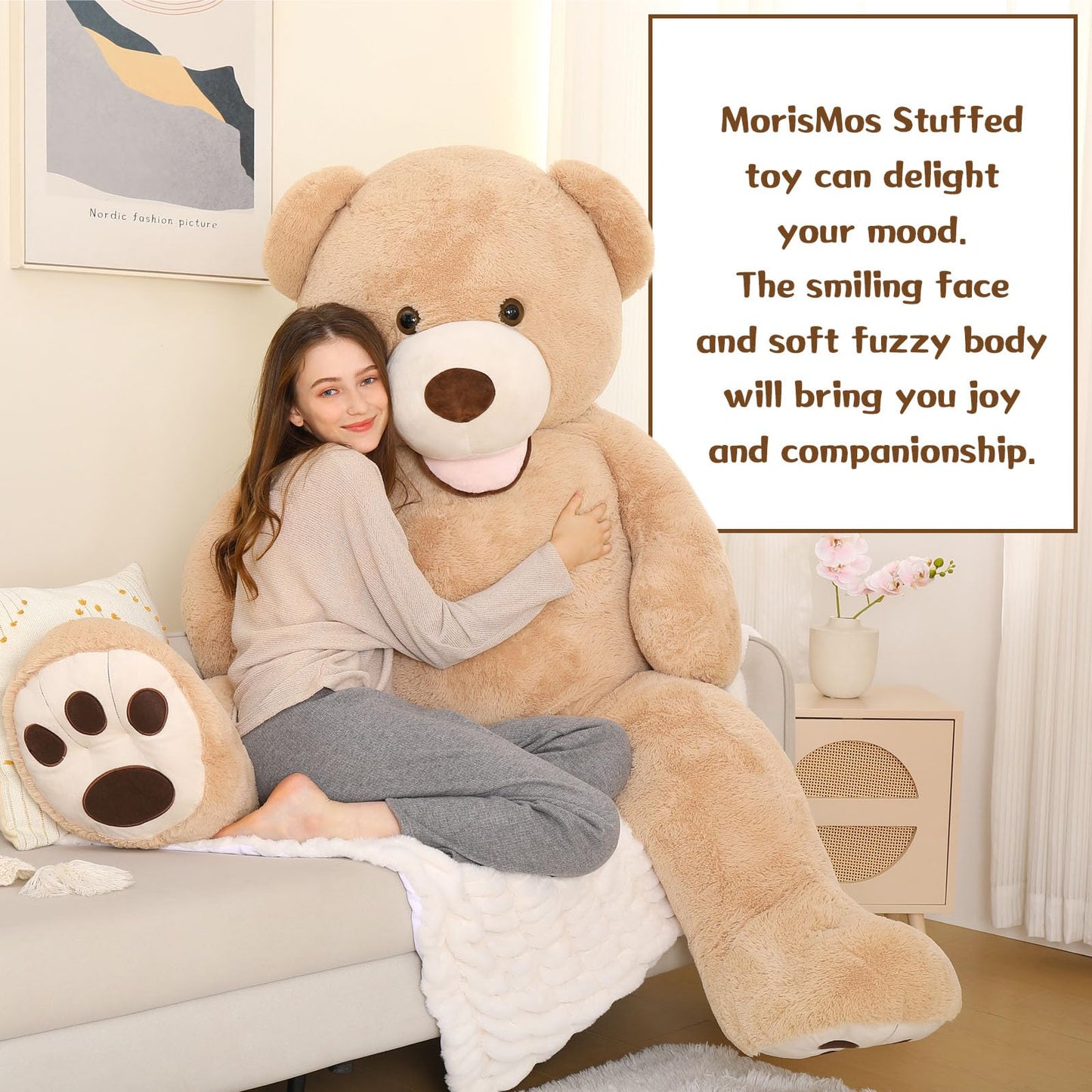 MorisMos Giant 6ft Teddy Bear – Life-Size Brown Plush Gift for Valentines, Anniversary & Birthday
