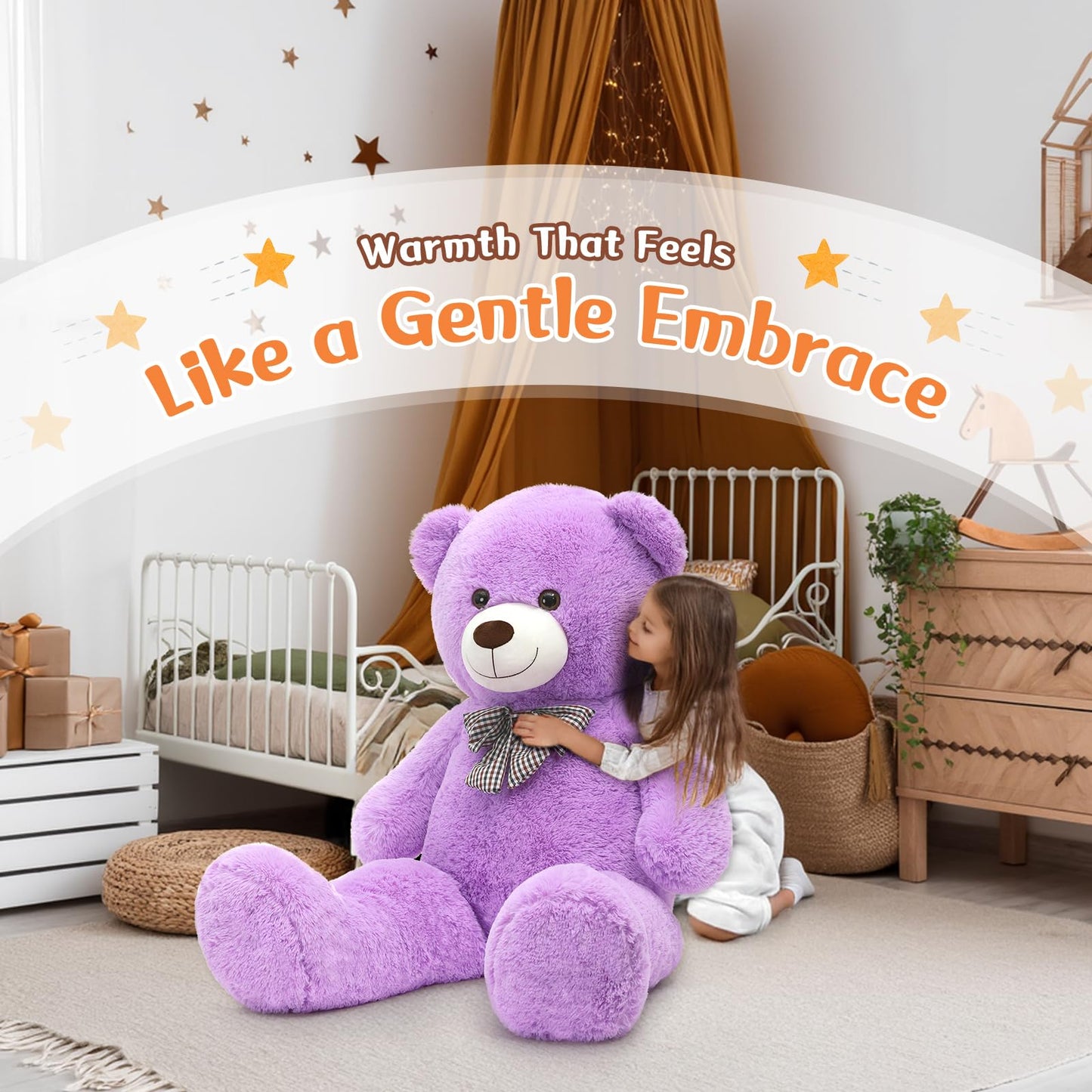 MorisMos Giant Teddy Bear 4 Feet – Violet Plush Gift for Any Occasion