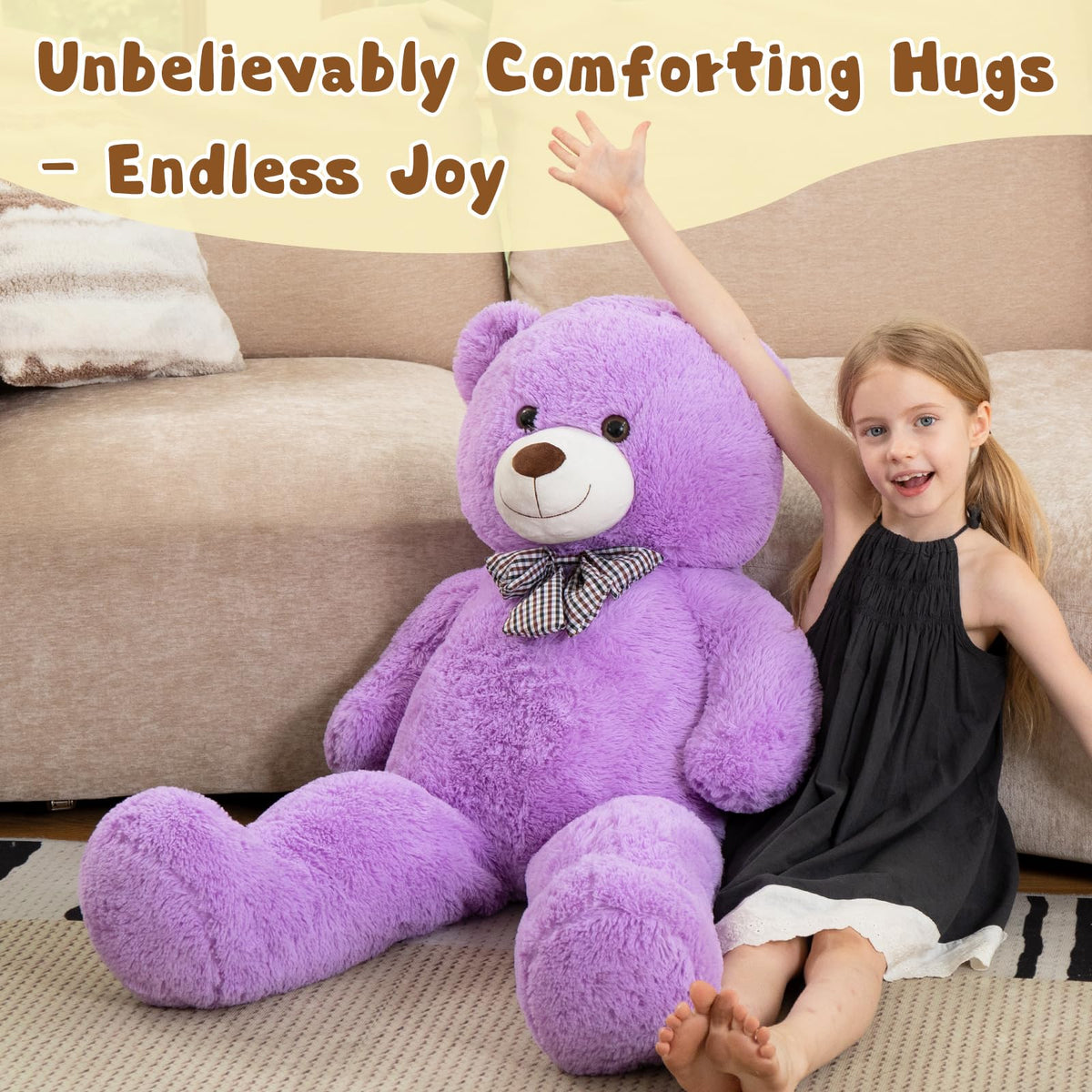 MorisMos Giant Teddy Bear 4 Feet – Violet Plush Gift for Any Occasion