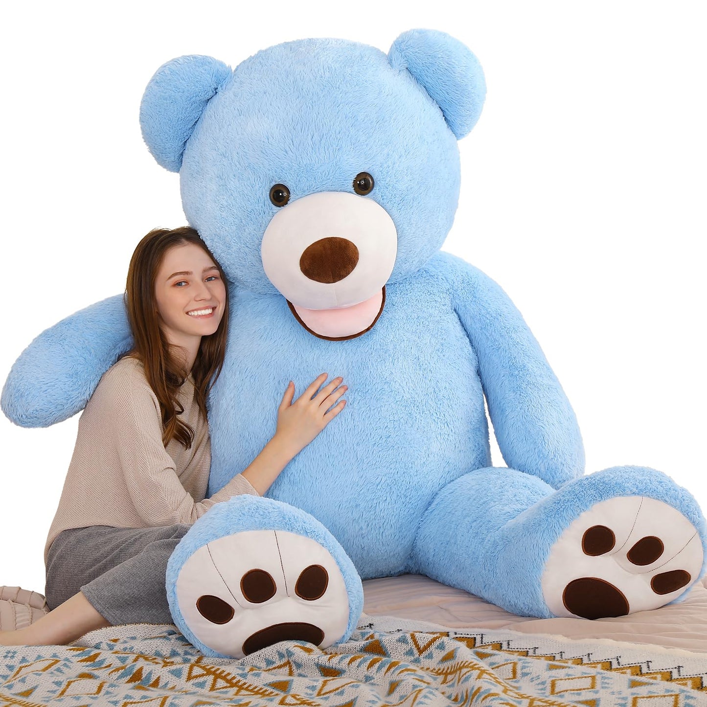 MorisMos 5ft Giant Teddy Bear Plush – Life-Size Blue Teddy Bear Gift for Boyfriend, Valentines, Anniversary, Birthday
