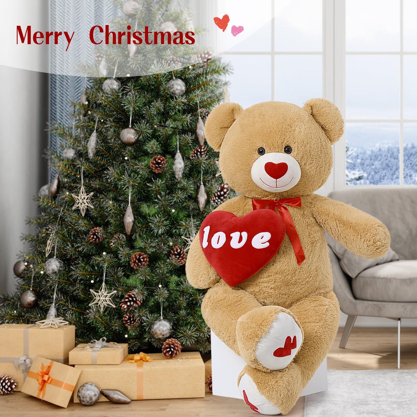 MorisMos Love Heart Giant Teddy Bear (51 in) – I Love You Plush Gift