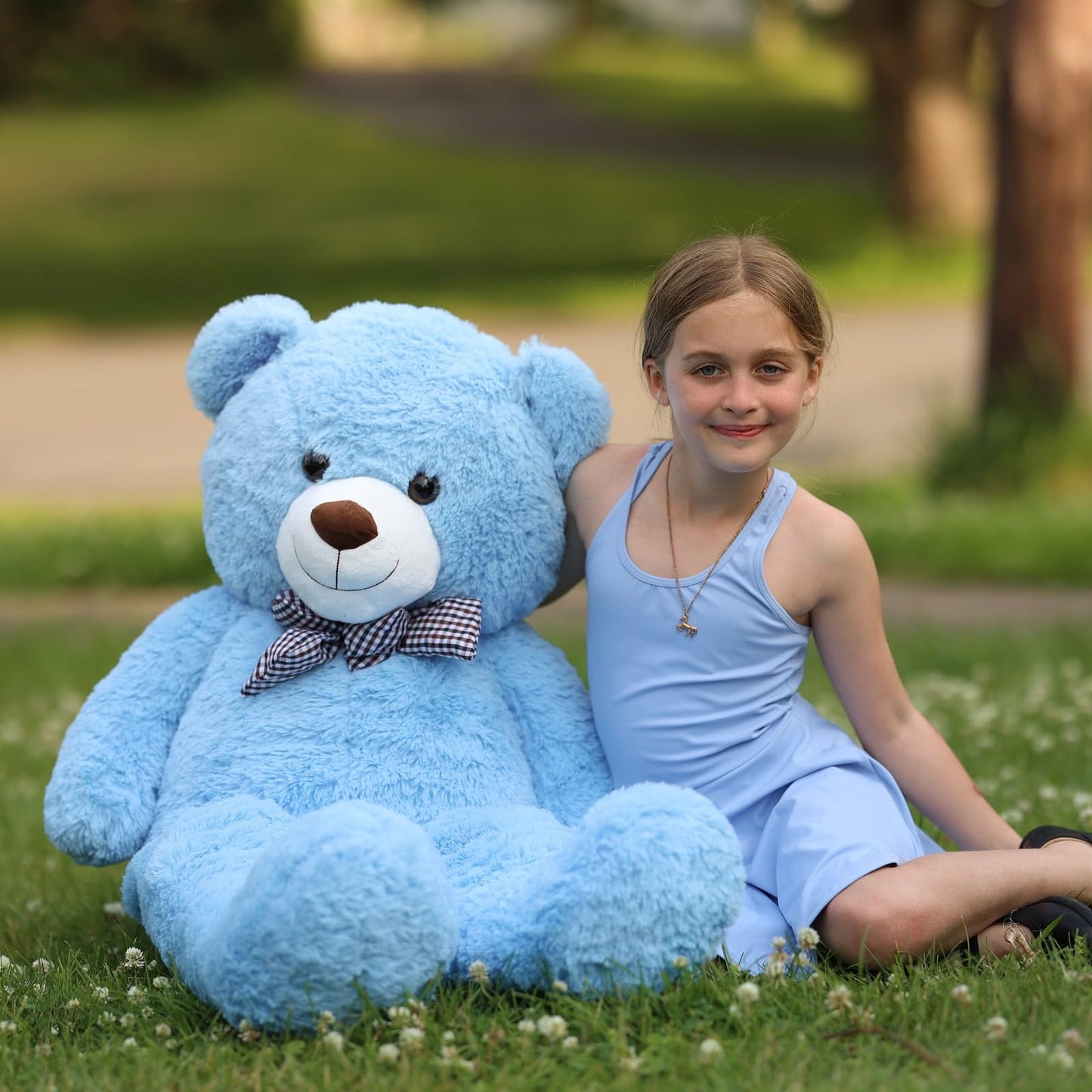 MorisMos Bow Tie Giant Teddy Bear 4 Feet – 47-Inch Blue Plush Gift