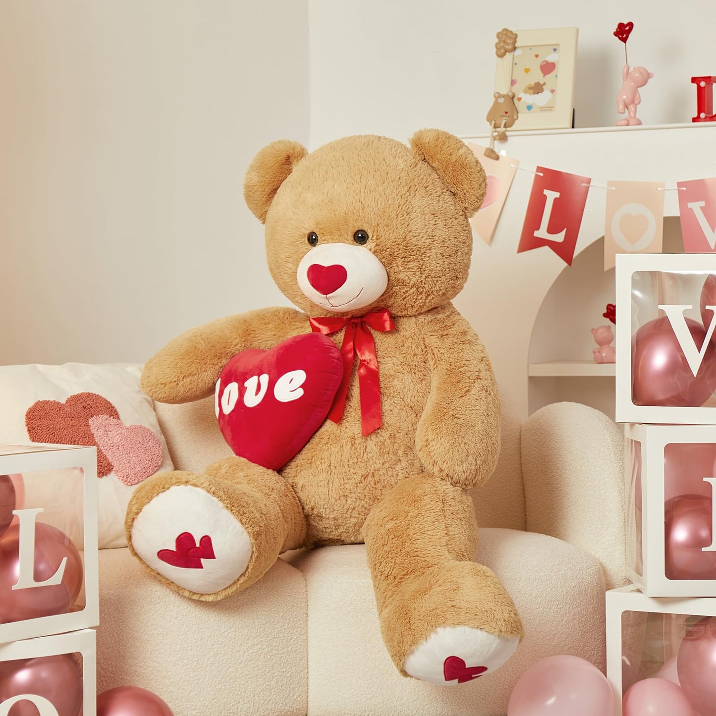 MorisMos Love Heart Giant Teddy Bear (51 in) – I Love You Plush Gift