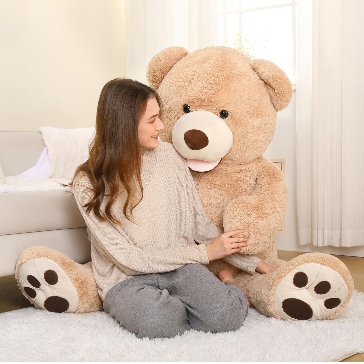 MorisMos Giant Teddy Bear 5ft – Life-Size Brown Plush for Lovers | 5 Foot Gift