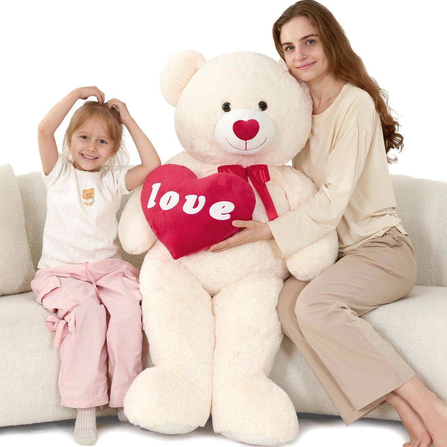 MorisMos Love Heart Giant Teddy Bear 51-Inch — I Love You Plush for Girlfriend and Lover