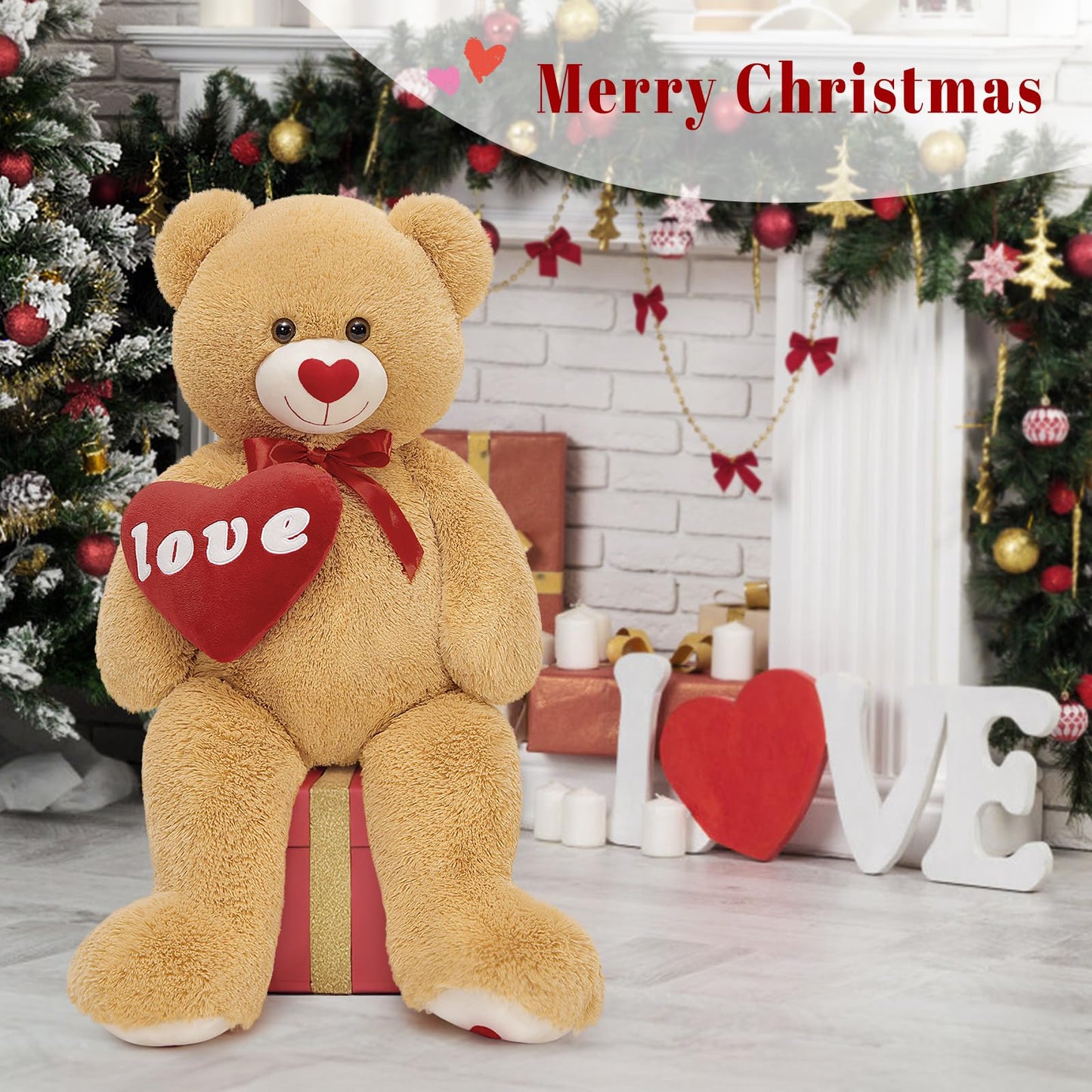 MorisMos Love Heart Red Giant Teddy Bear – 35.5-Inch Plush Gift
