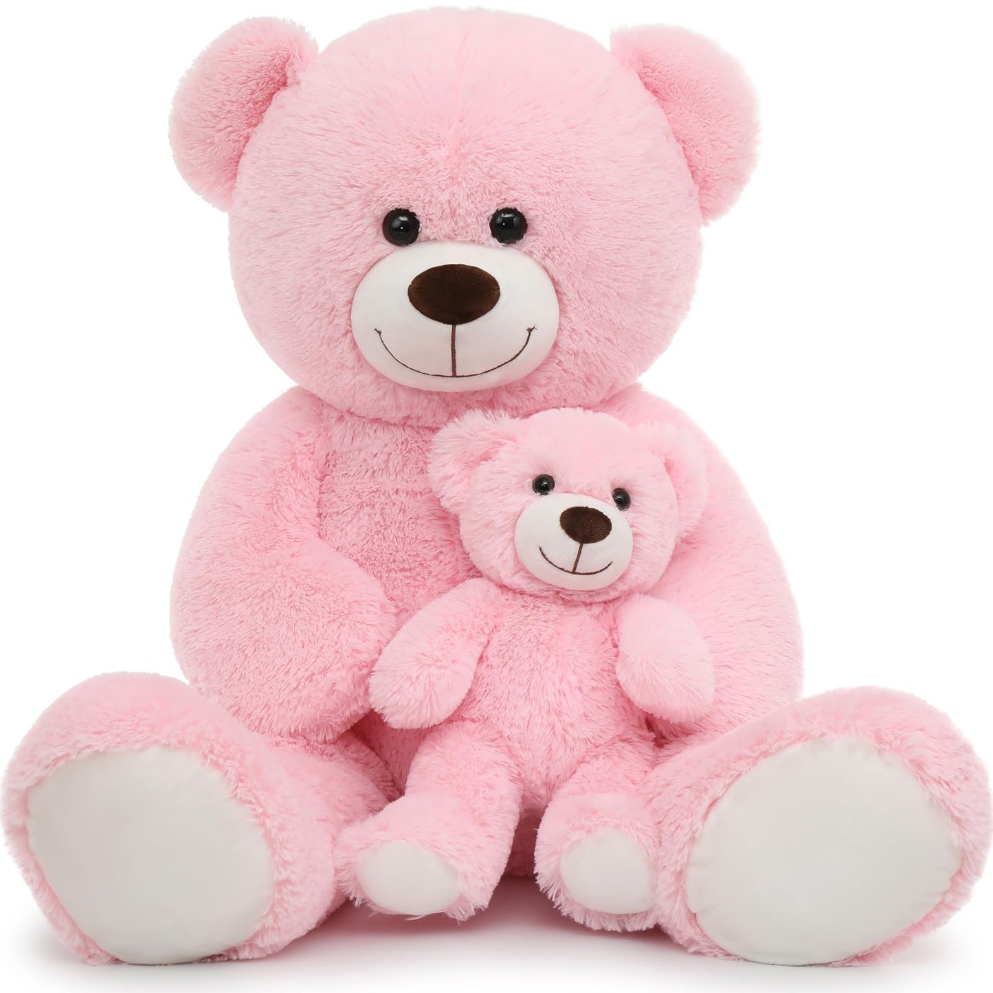 MorisMos Mom and Baby Giant Teddy Bear, 39-Inch Pink Plush