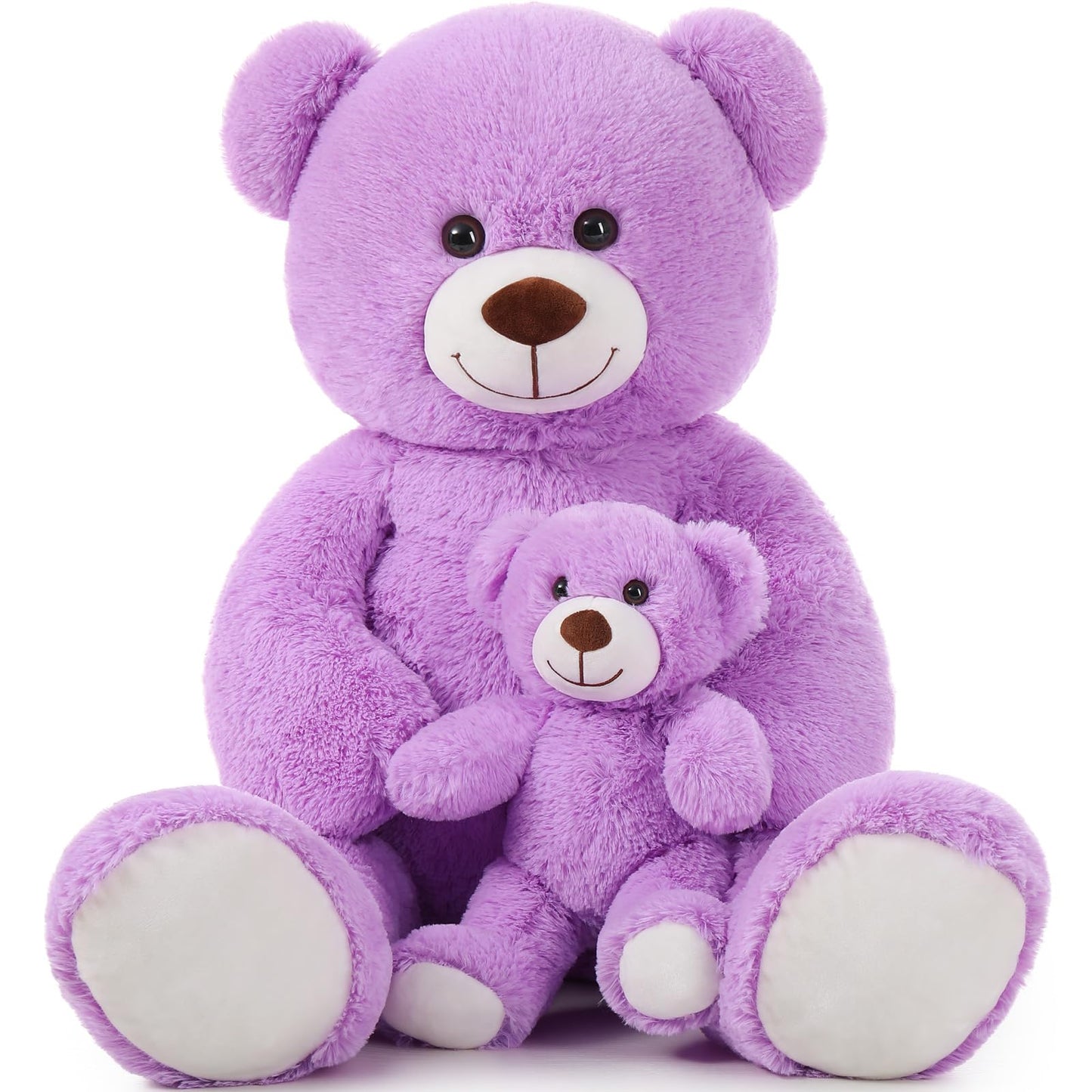MorisMos Mom and Baby Giant Teddy Bear – 39-Inch Purple Plush for Baby Showers & Cozy Rooms
