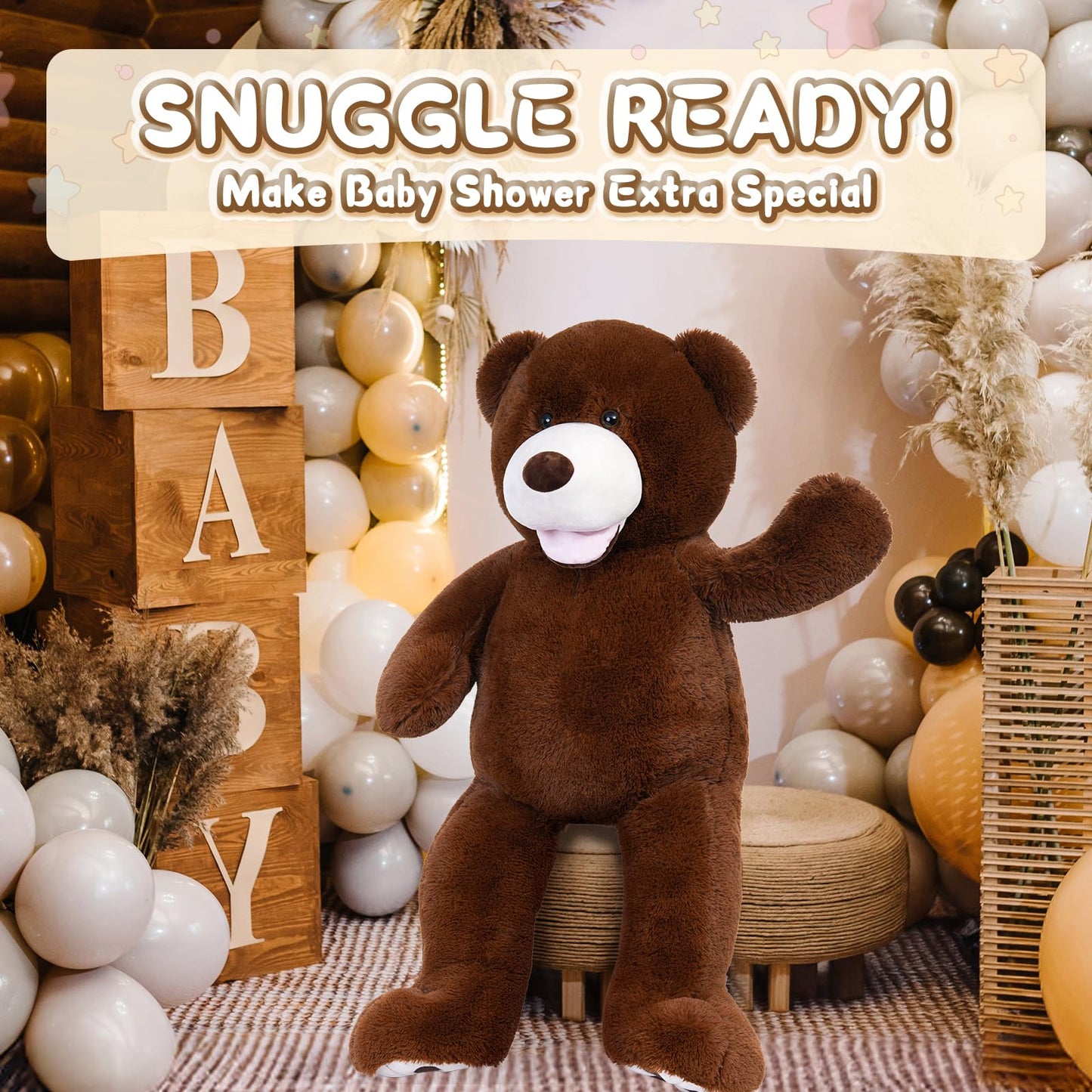 MorisMos Giant Teddy Bear – 39-Inch Dark Brown Plush Toy